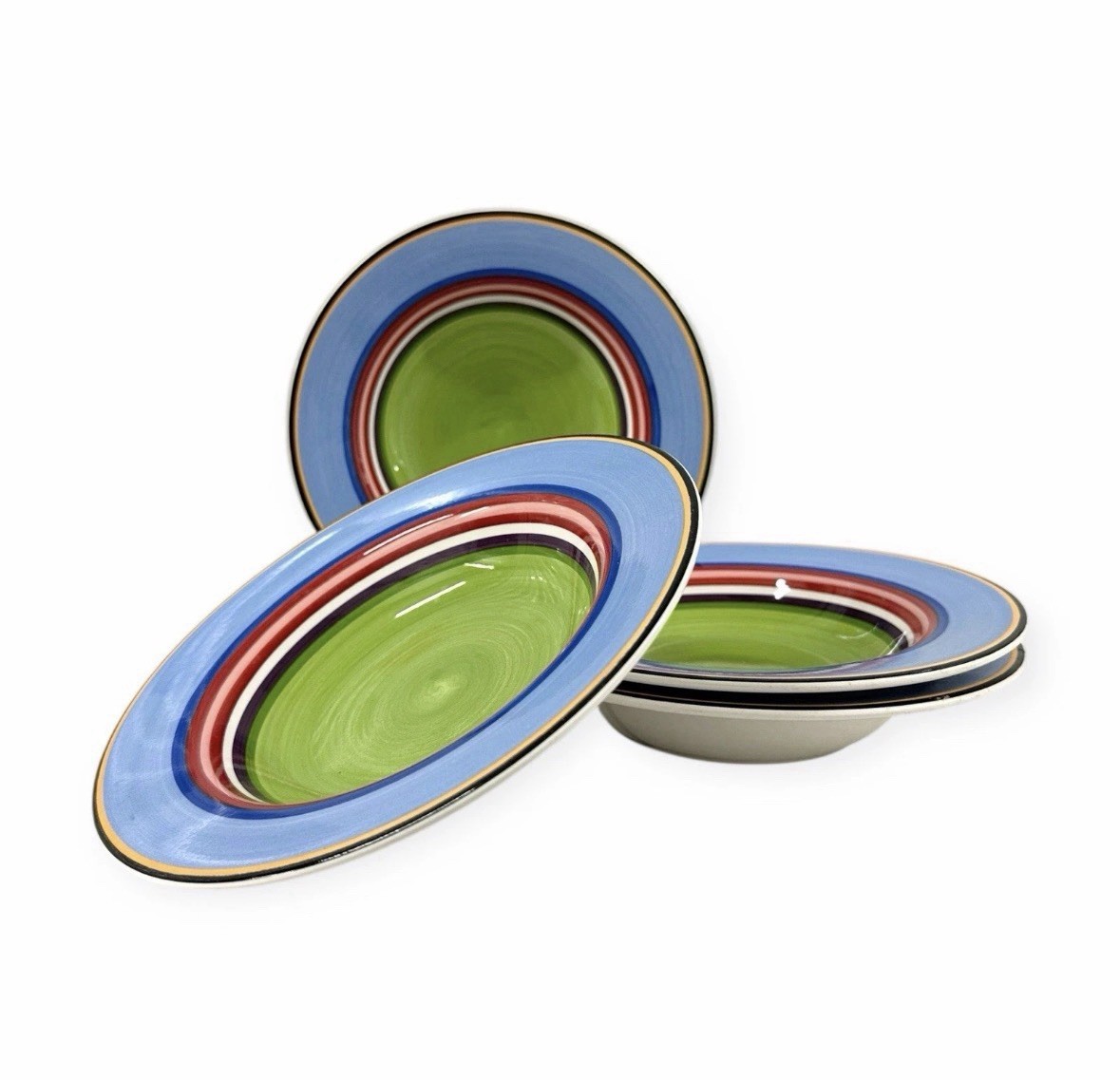 Vintage Salsa by Block 8 3/4” Rim Soup Bowls Multicolor Stripes Set of 4
