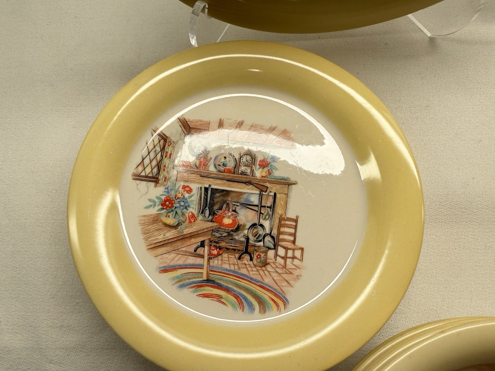 26pc Homer Laughlin Eggshell Colonial Kitchen Hearth Yellow Rim 1941 Swing Set