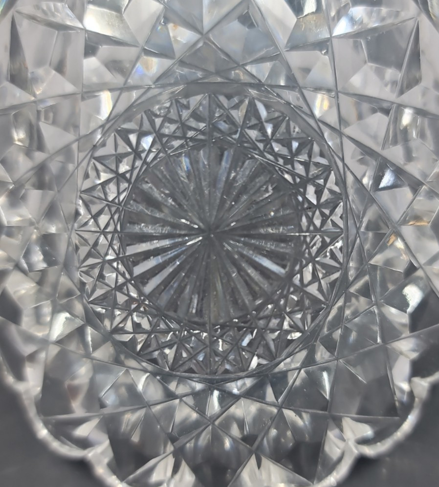 Antique American Brilliant Cut Glass Bowl Hobstar Sawtooth Crystal Centerpiece