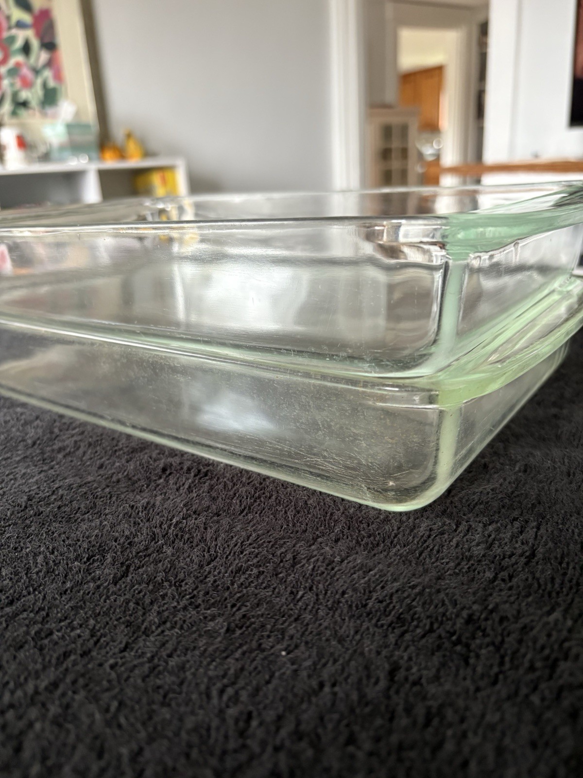 Pyrex 232 Clear Glass Rectangle Baking Dish 11-3/4 Inches Long (Excellent)
