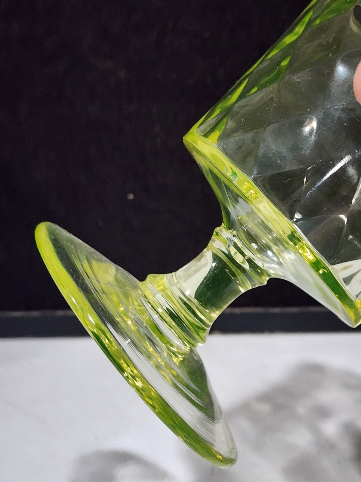 Bryce Brothers Diamond Quilt TALL COVERED DISH 19th Century Yellow Uranium Glass
