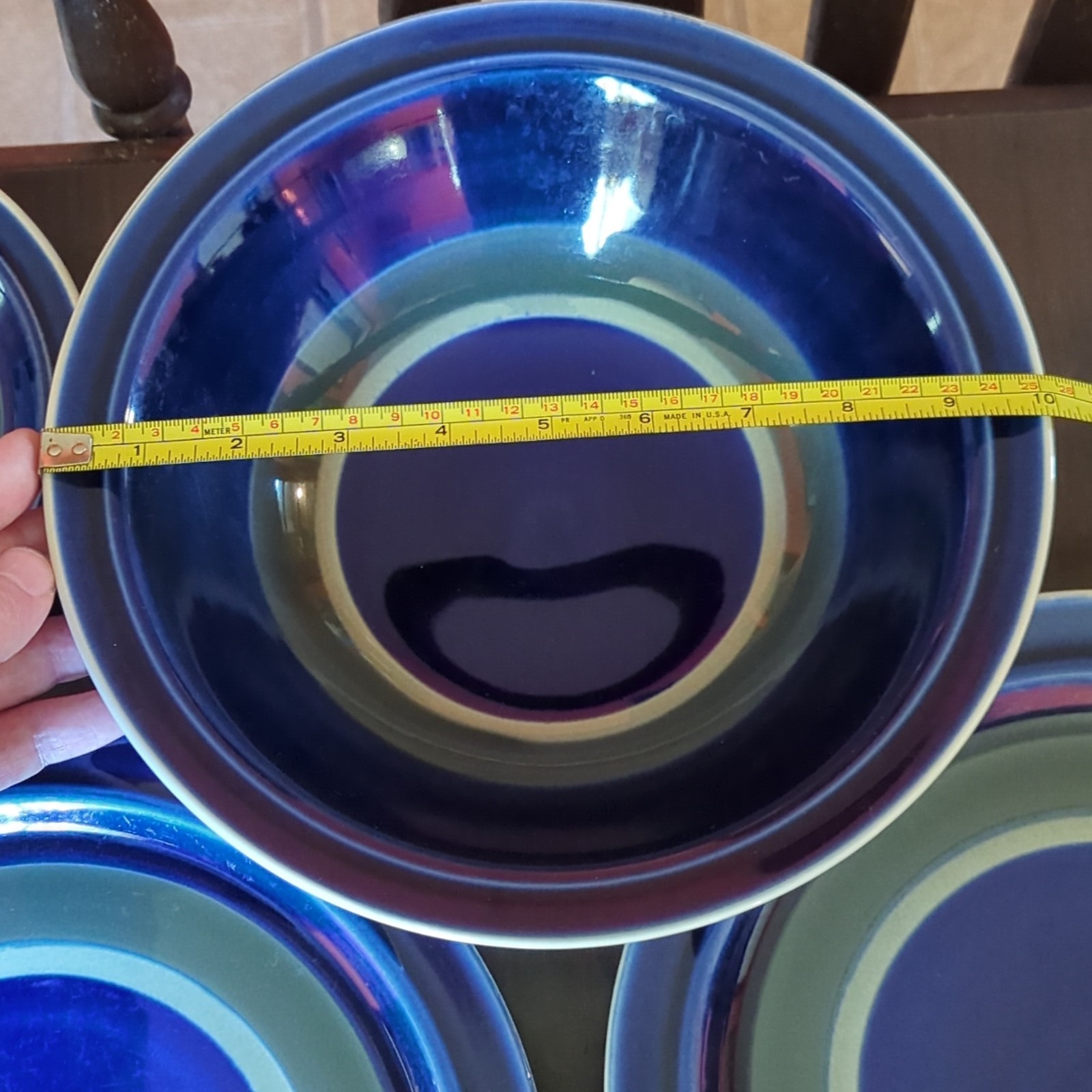 Style House Cobalt Blue Glossy Ceramic Dinner Set Plates Bowls Round Blue Green