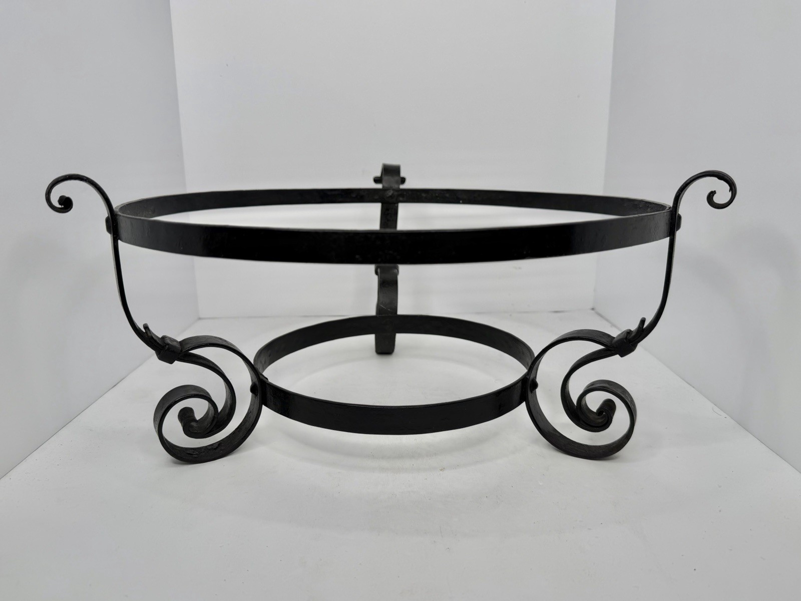 HTF Vintage Massive 14” Vaseline Glass Fishbowl Uranium W/Cast Iron Stand