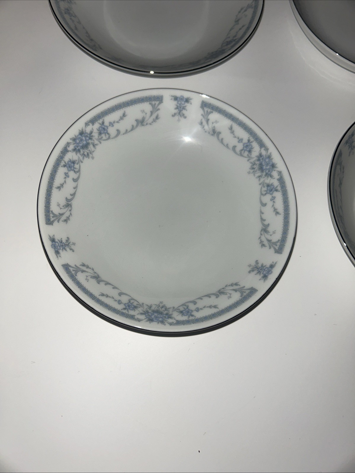 Vintage Sheffield “Blue Whisper ” Fine China Dessert Bowls Set Of 4