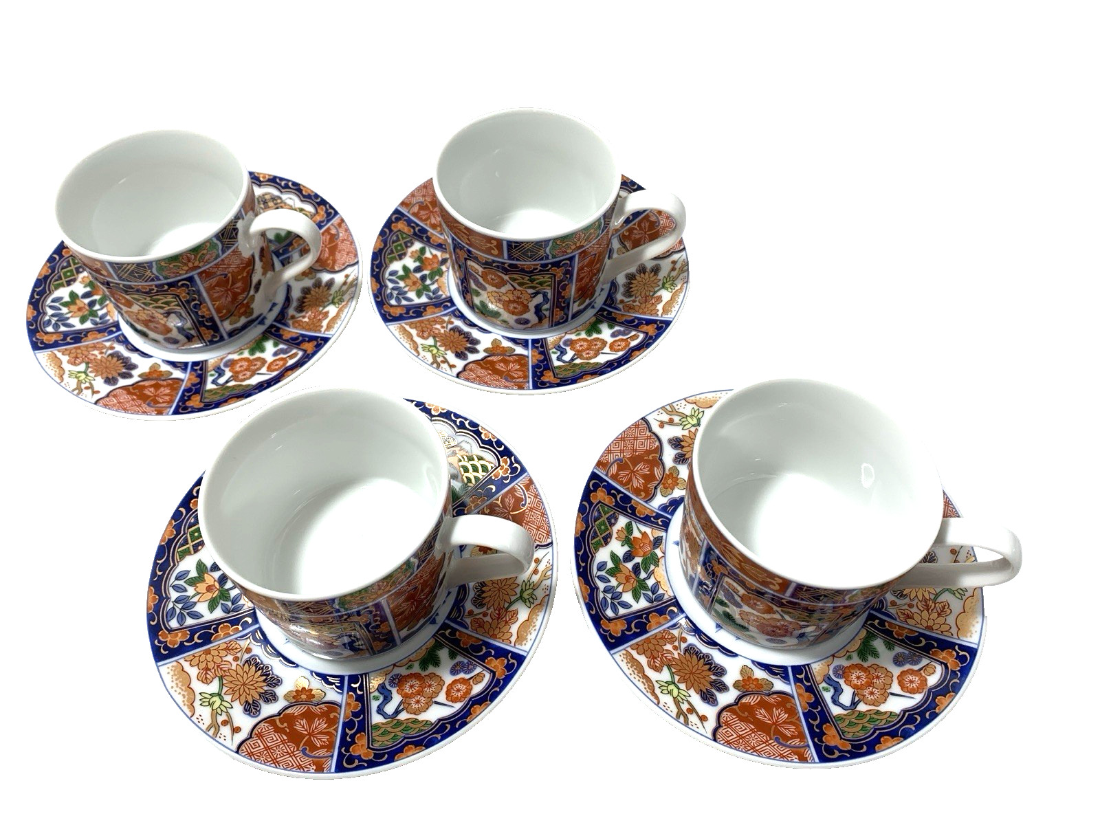 GUMPS KARAKUSA IMARI SET 4 COFFEE TEA CUP&SAUCER 2 SETS AVAIL RED BLU GREN GILT