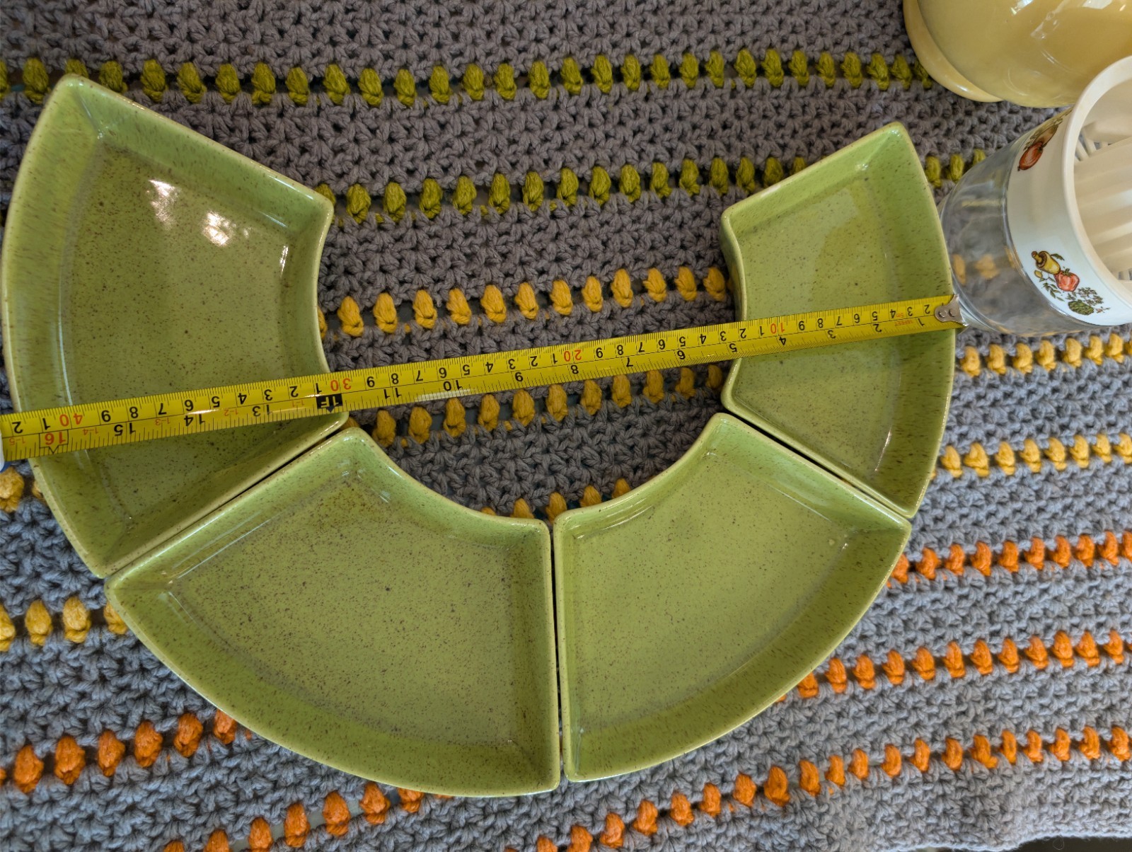 Ceramic Speckled Green Four-Piece Serving Set
