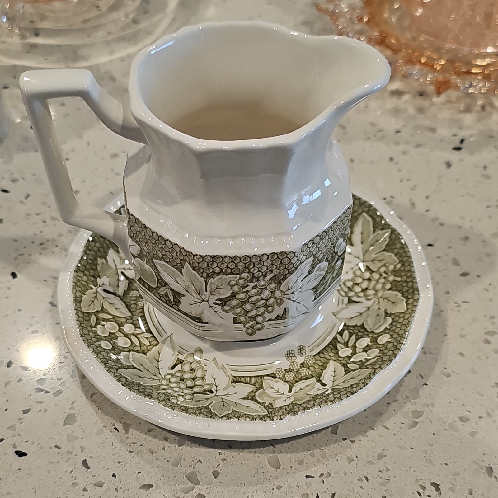 Vintage Kensington Staffords Somerset ironstone creamer and saucer.
