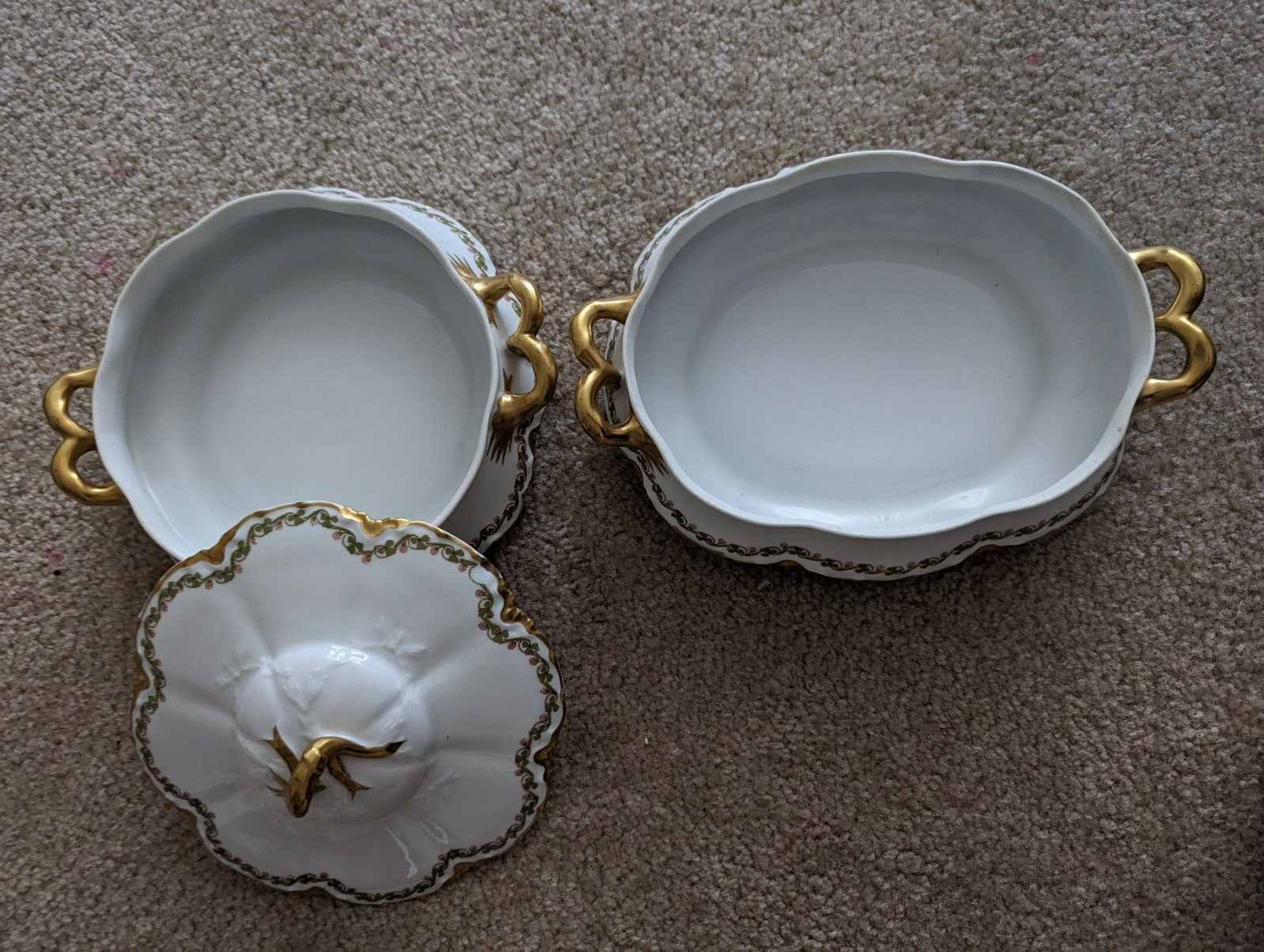Rare Haviland Limoges Oval and Circular Serving Dishes plus one Circular lid.