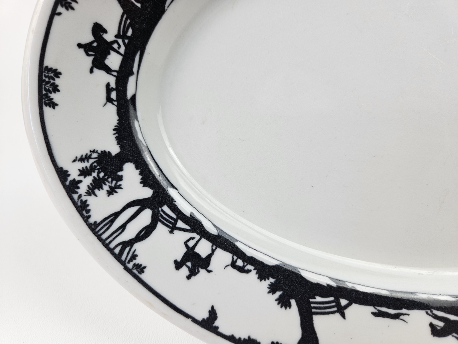 Vtg 10.75×7.25 Oval Warwick Ironstone Serving Platter Silhouette Hunt Scene 1950