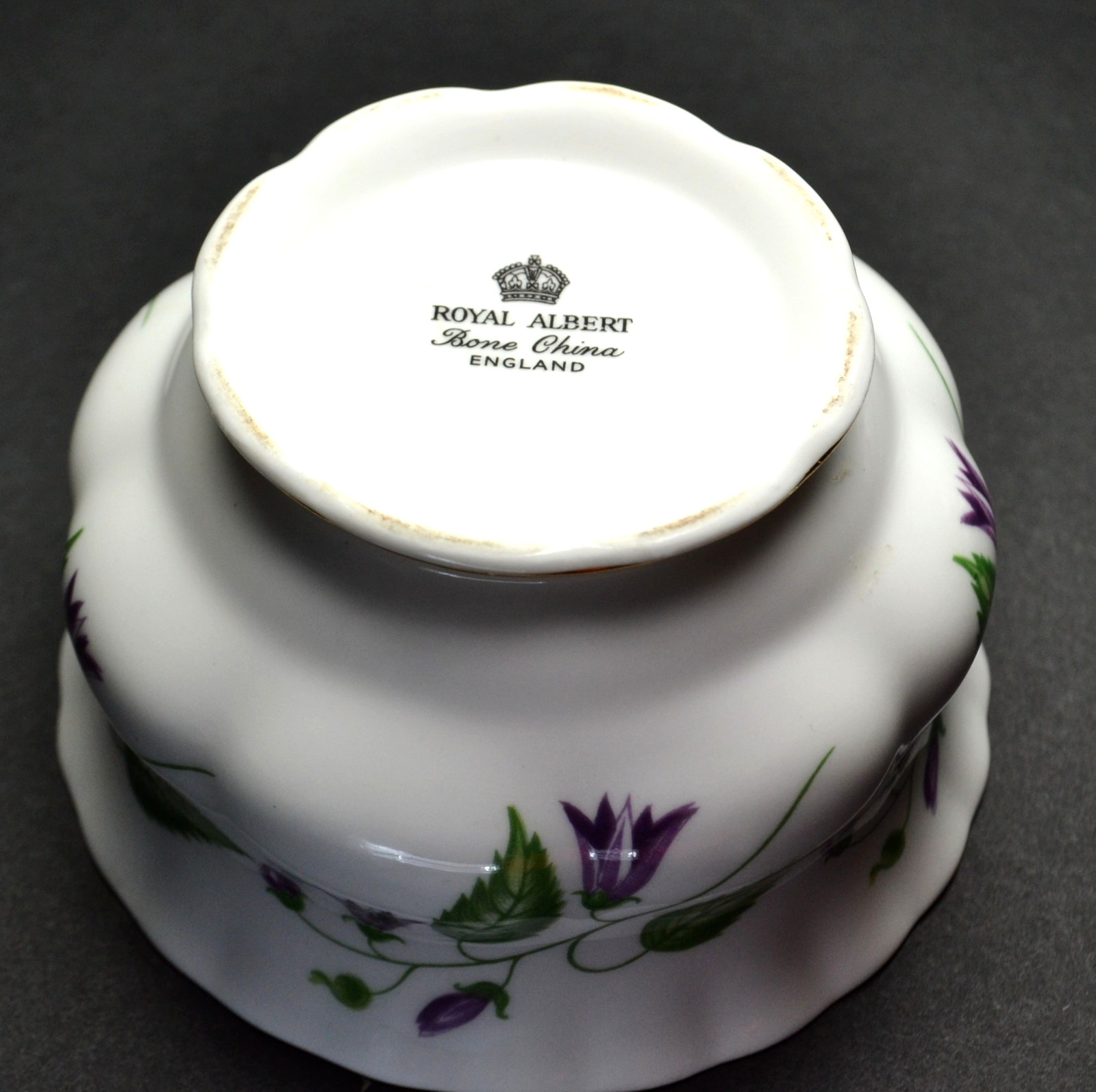 Vintage Royal Albert Bone China Creamer & Sugar Bowl Blue Bell Gold Trim England