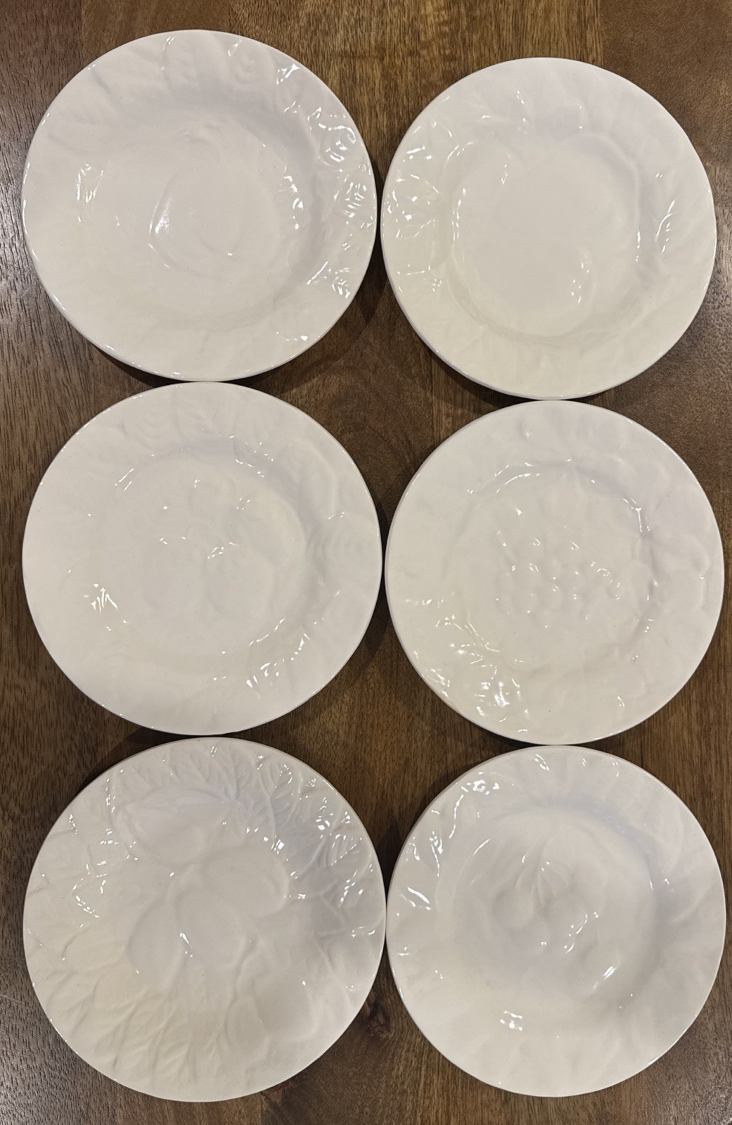 St. Clement Made in France Set of Six Plates Embossed with Fruit VTG 7 7/8″ side