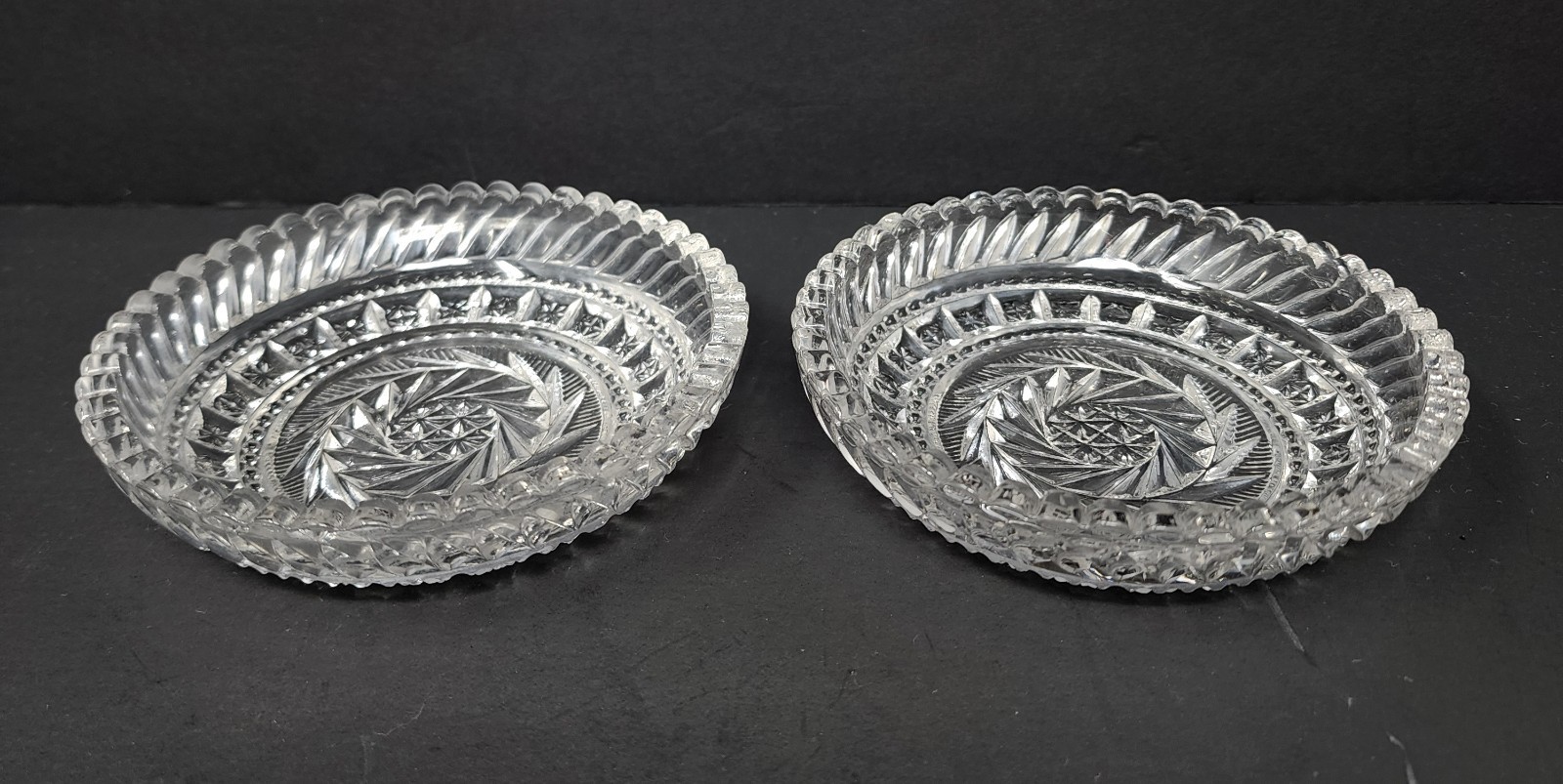 Set Of 2 Vintage Lead Crystal Fostoria Virginia Clear Glass Saucer Dish 4.75″