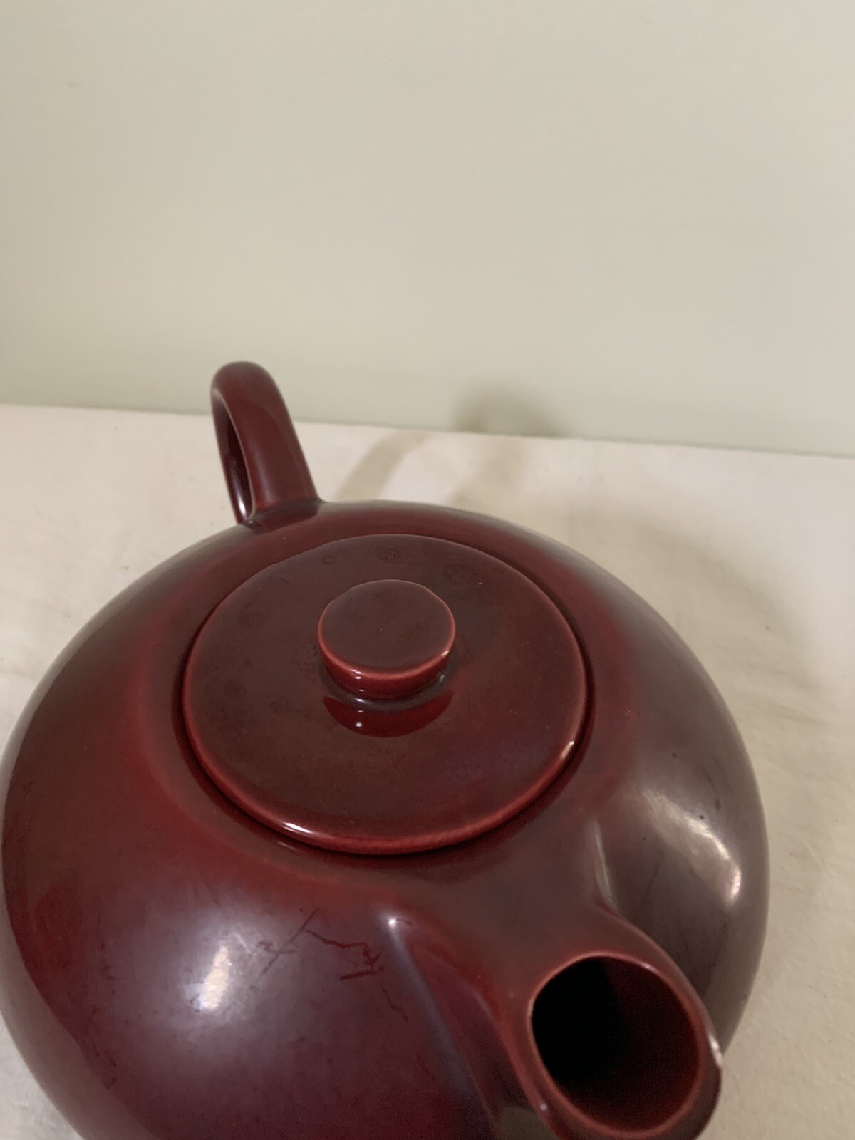 Hollydale California Tea Pot Malibu Modern Maroon Red MCM 1948 Teapot Vintage