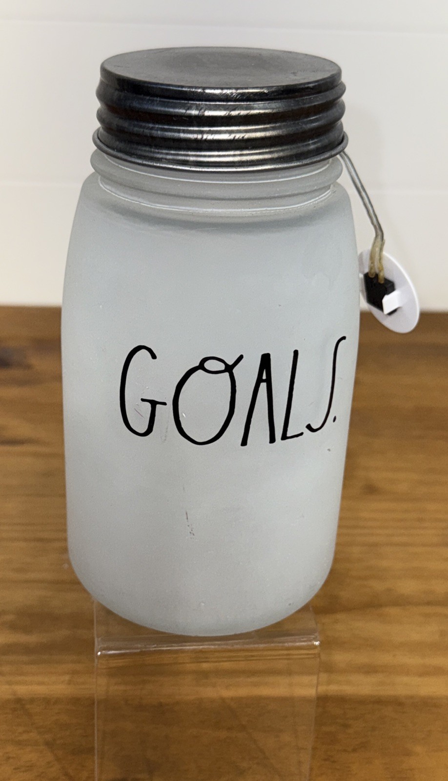 Rae Dunn “GOALS” Frosted Lighted Mason Jar Accent Lamp Home Decor EUC