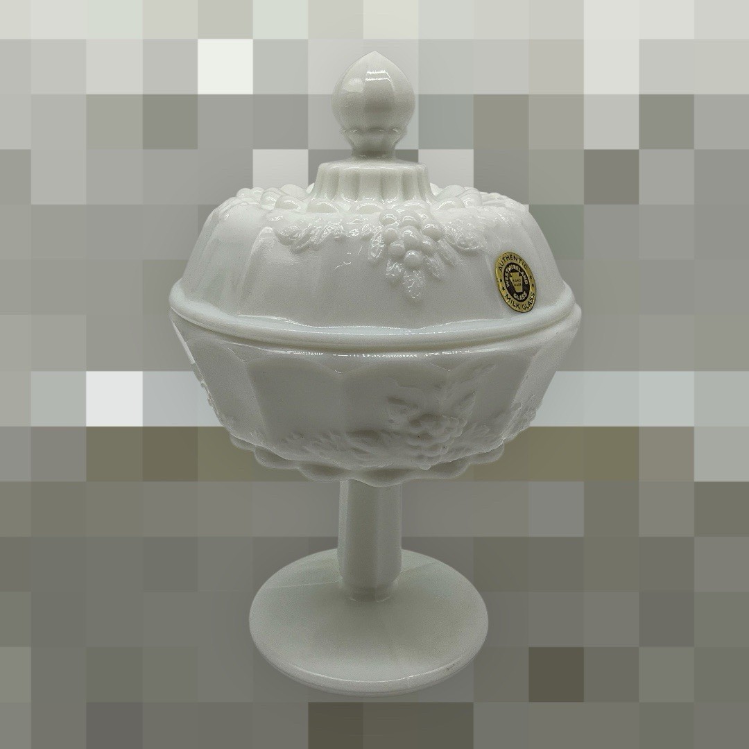 Westmoreland Milk Glass Covered Vintagee Candy Dish Marked Made in USA Collectib