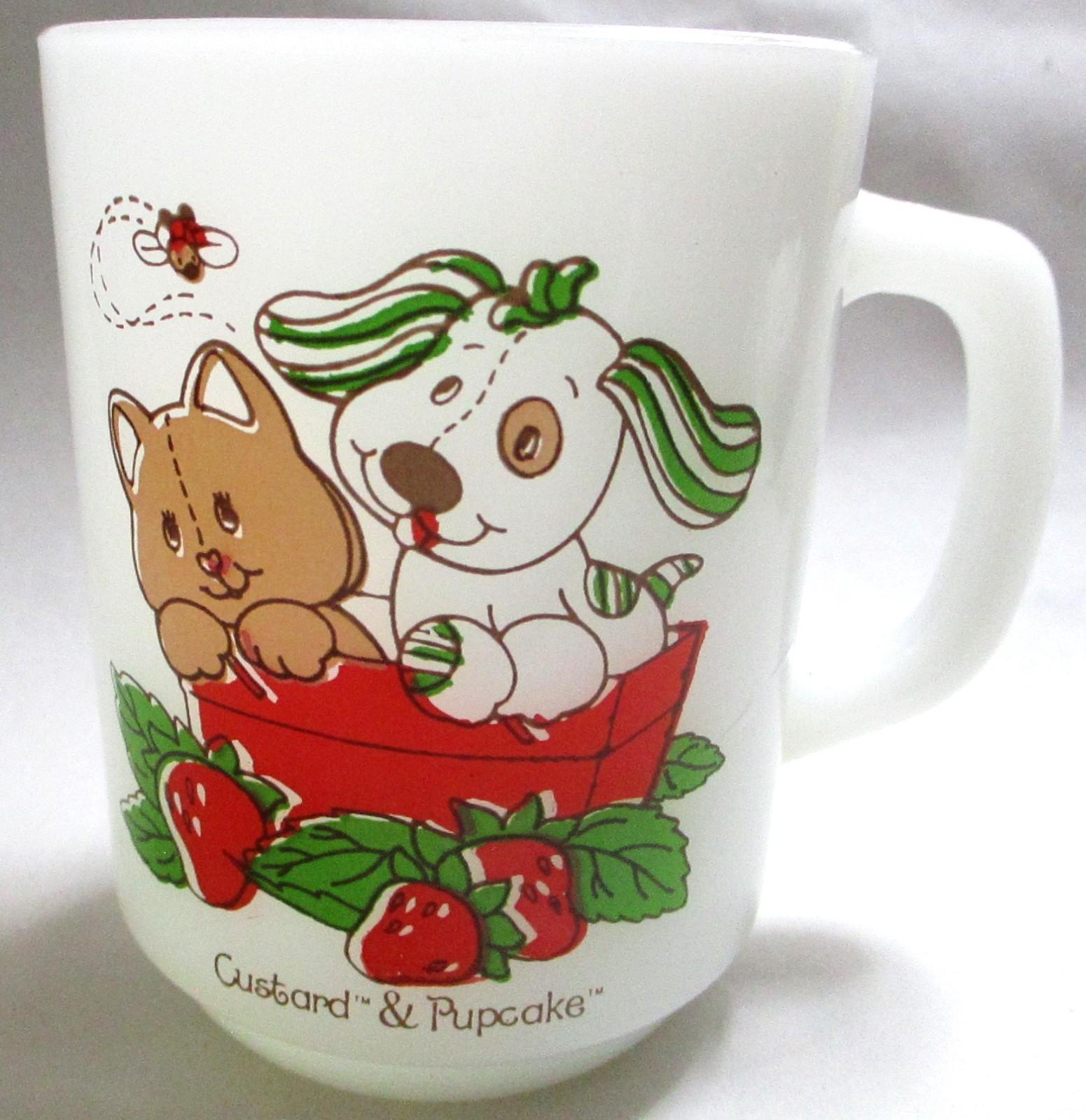 RARE 1981 CUSTARD & PUPCAKE STRAWBERRY SHORTCAKE ANCHOR HOCKING MUG CUP, MINT