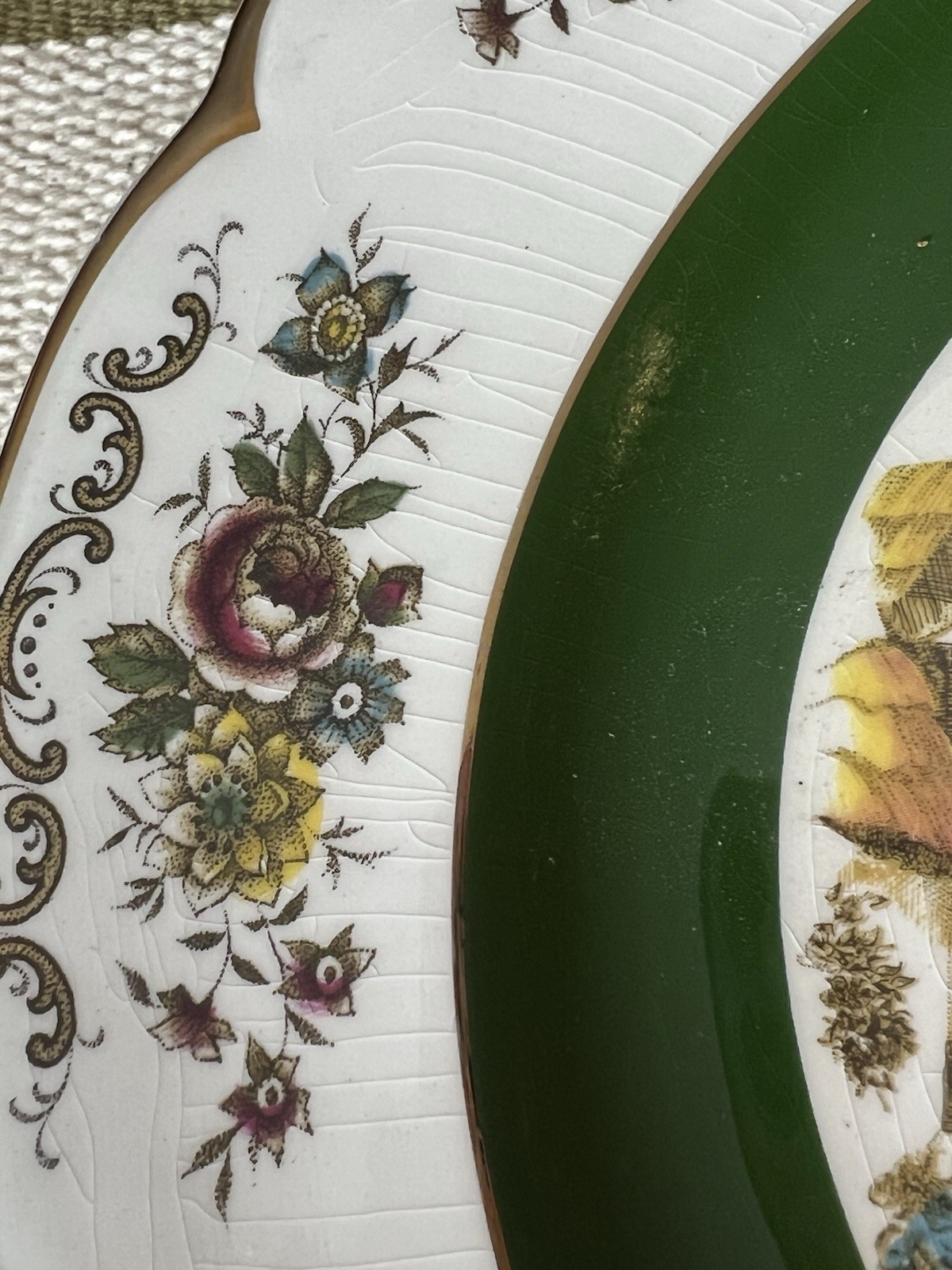 Vintage Woods and Sons Ascot Ironstone Plate: English Village Scene, Gold Trim