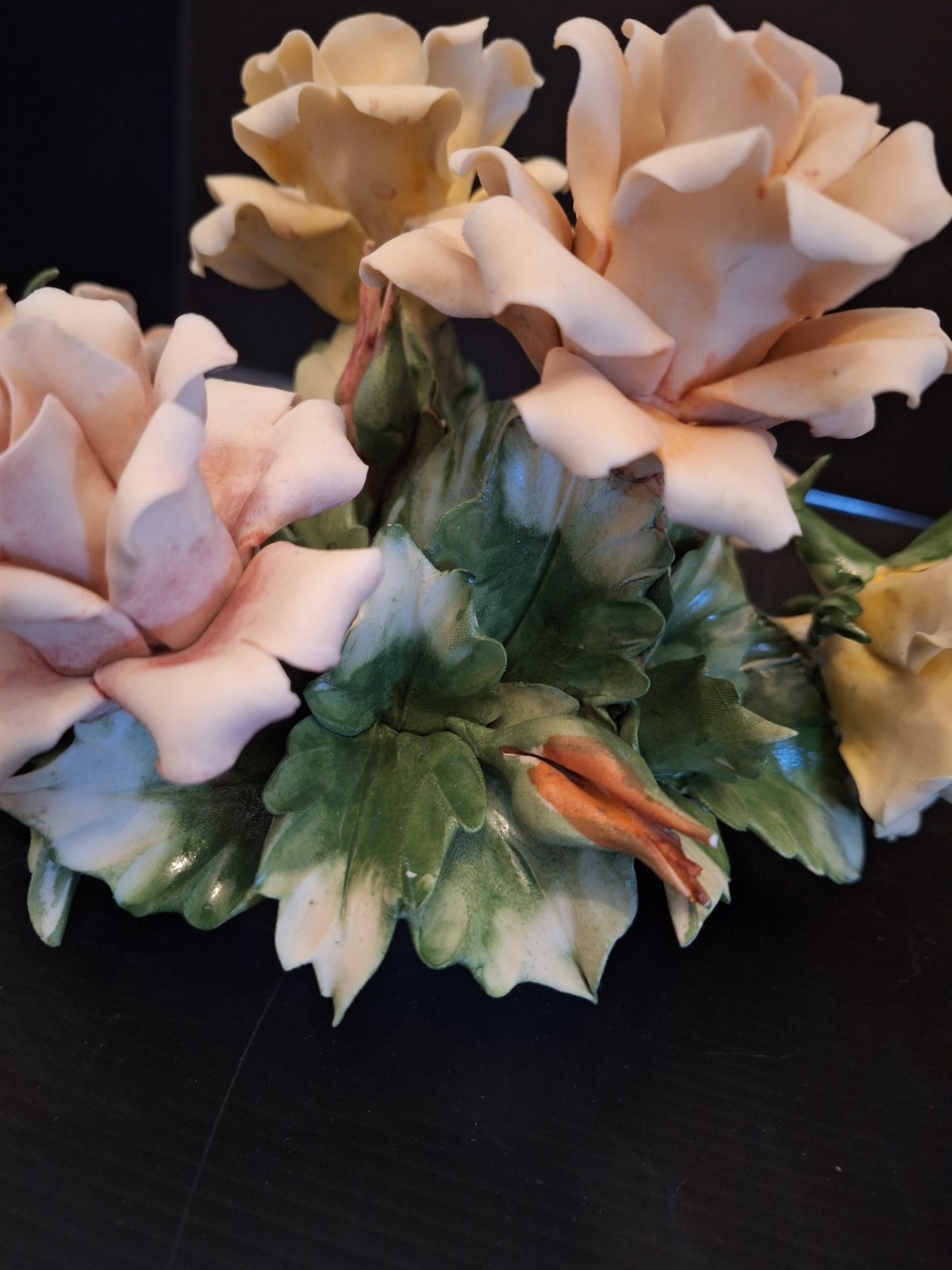 vintage Capodimonte porcelain floral centerpiece