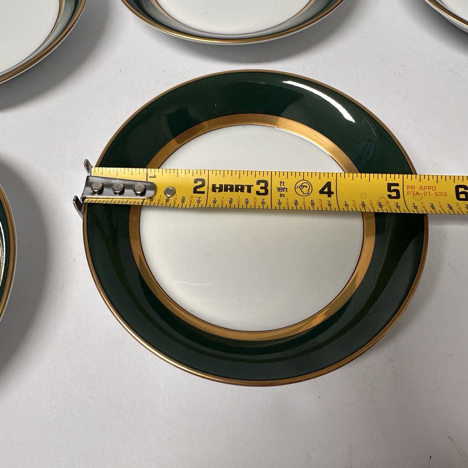 Fitz and Floyd Renaissance Set of 4 Fruit Bowls Dark Green Porcelain 1978 5.5″