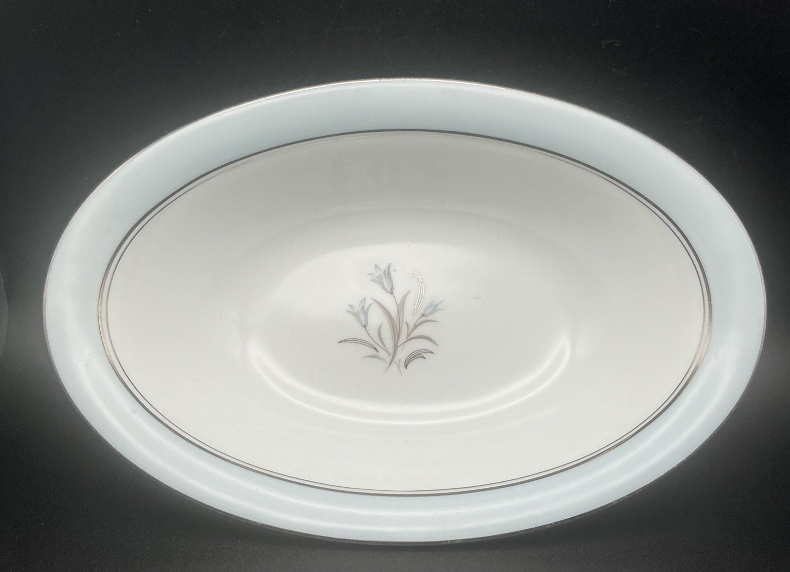 Vtg Noritake Bluebell 10.5 Serving Bowl 5558 Porcelain Blue Flower Platinum Rim