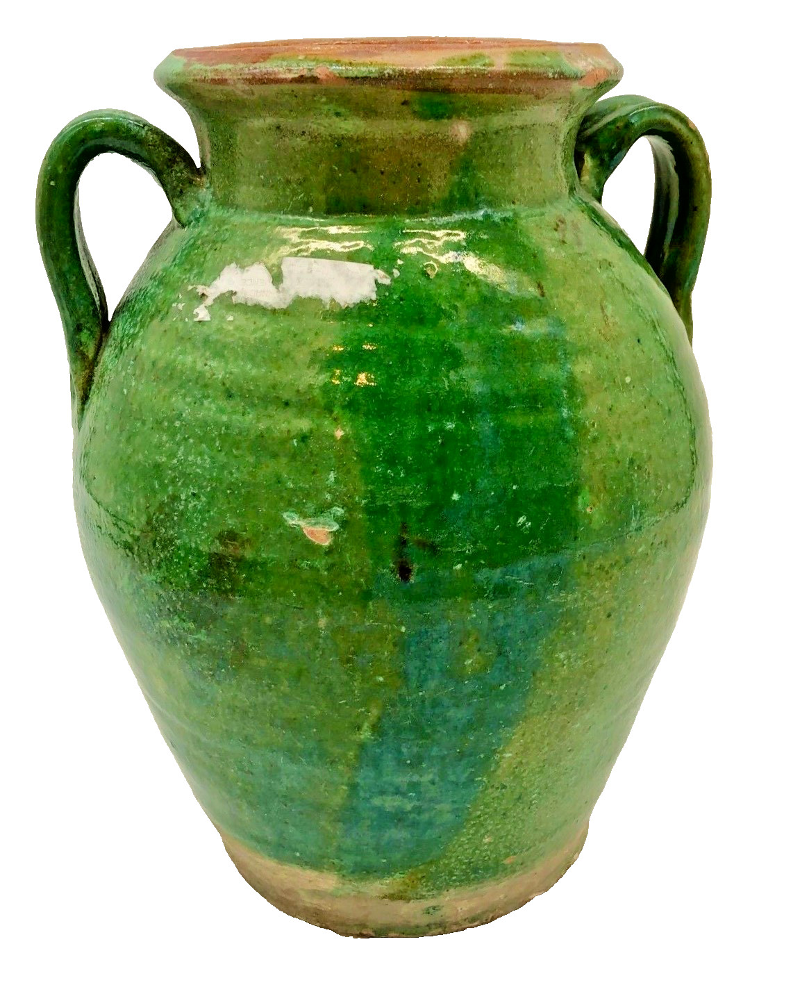 FRENCH ANTIQUE POTTERY YELLOW GLAZE CERAMIC EARTHENWARE CONFIT PITCHER POT