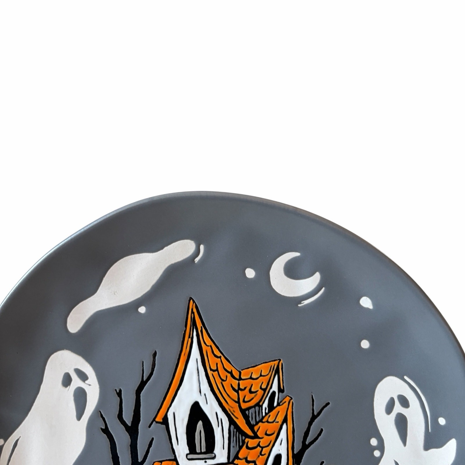Eli + Ana Halloween Ghost Dinner Plates 11in Haunted House Set of 4 Ceramic NEW