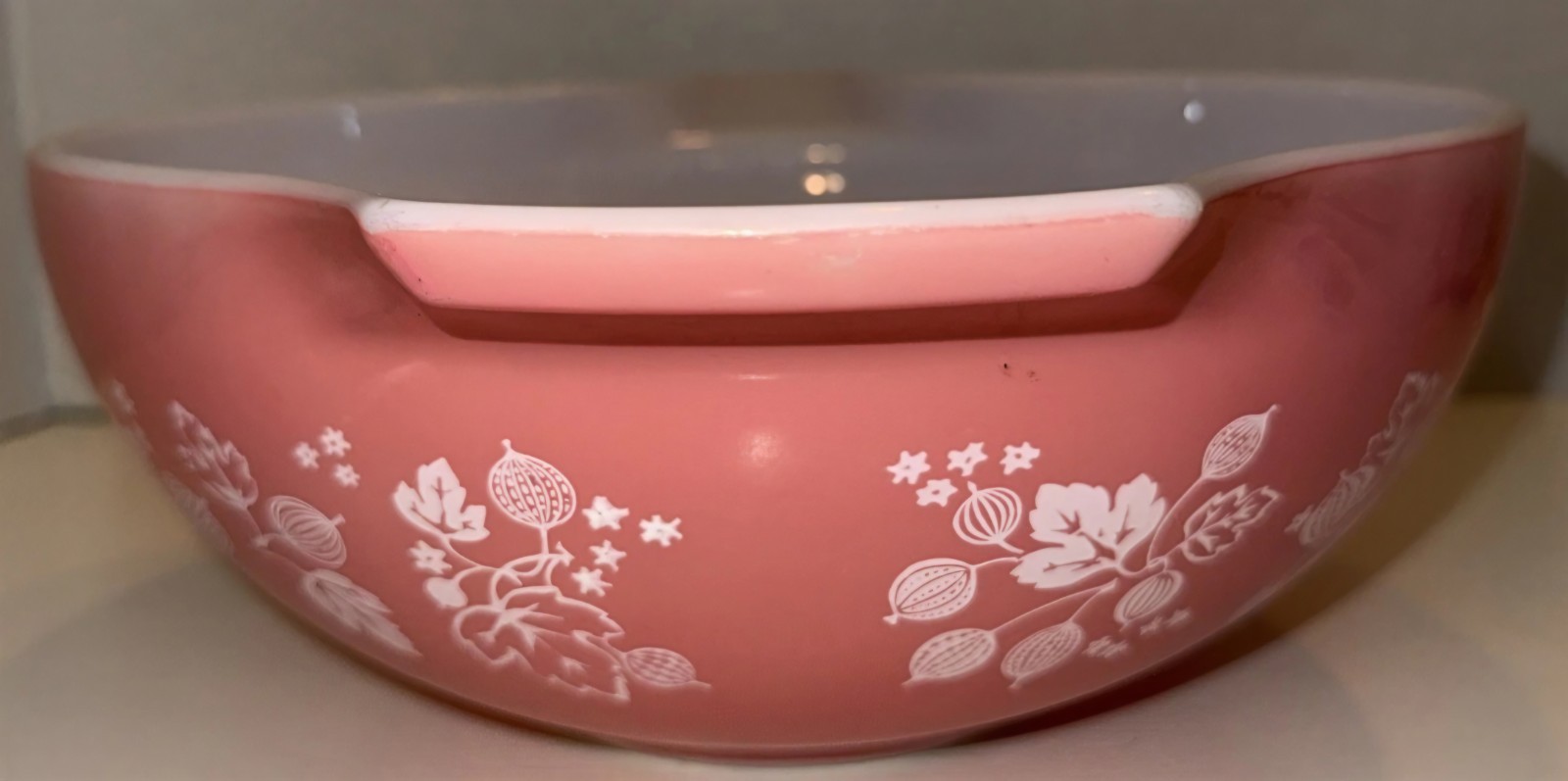 Vintage PYREX Pink Gooseberry 4 Qt Cinderella Mixing Bowl #444