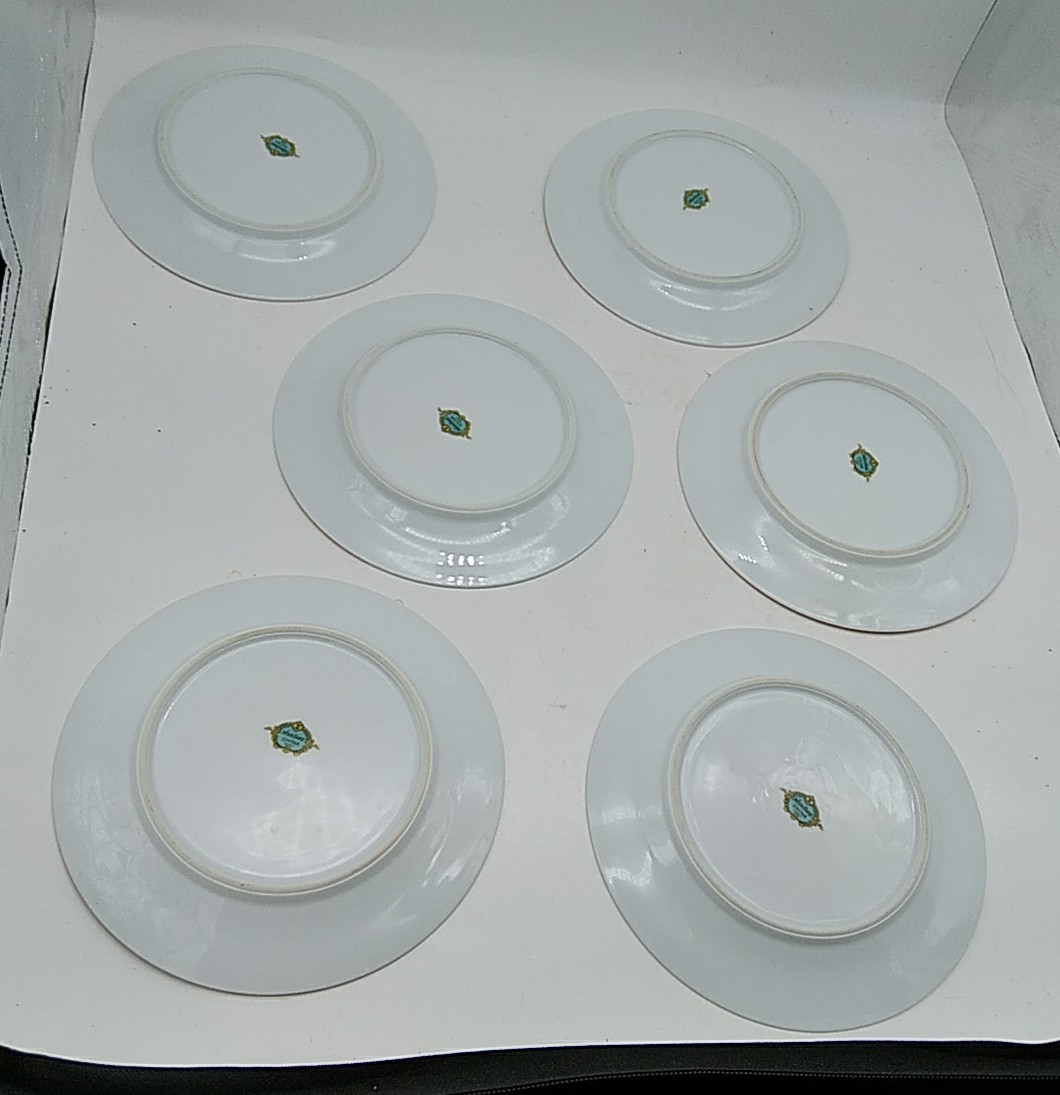 6 Noritake Pink Floral Salad or Dessert Plates White Pink Green Leaves Vintage