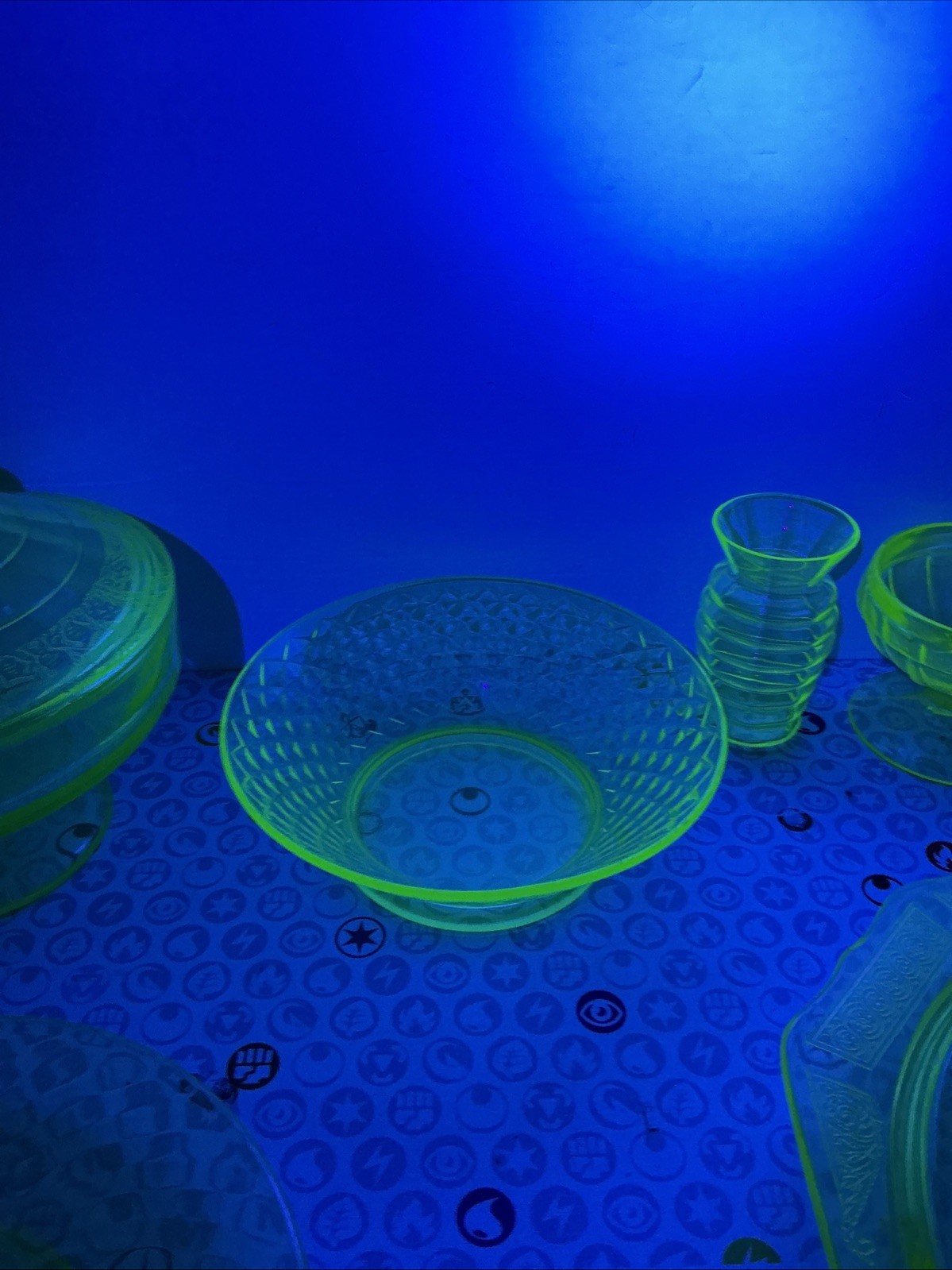 Mixed Lot 7 Piece Vintage Uranium Glass – Candy Bowl – Desert Bowl – More! Look!