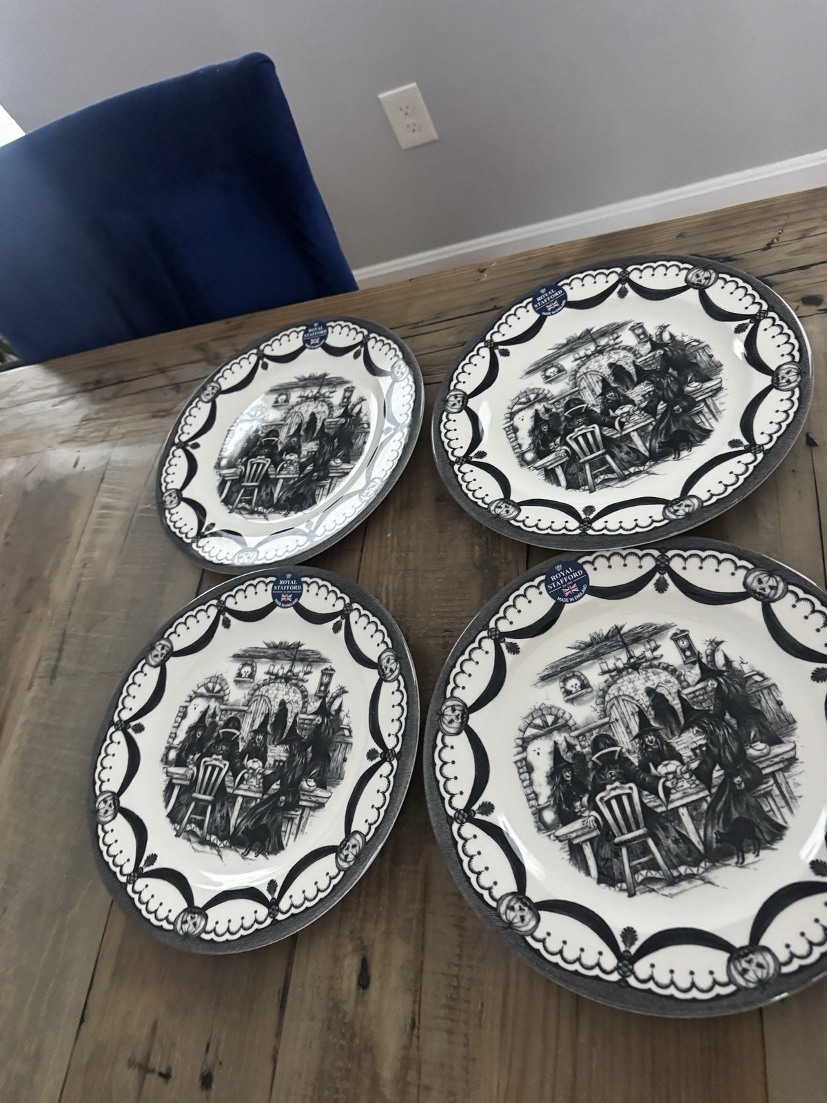 New Royal Stafford Halloween Witch Dinner Plates Set of 2 Made in England