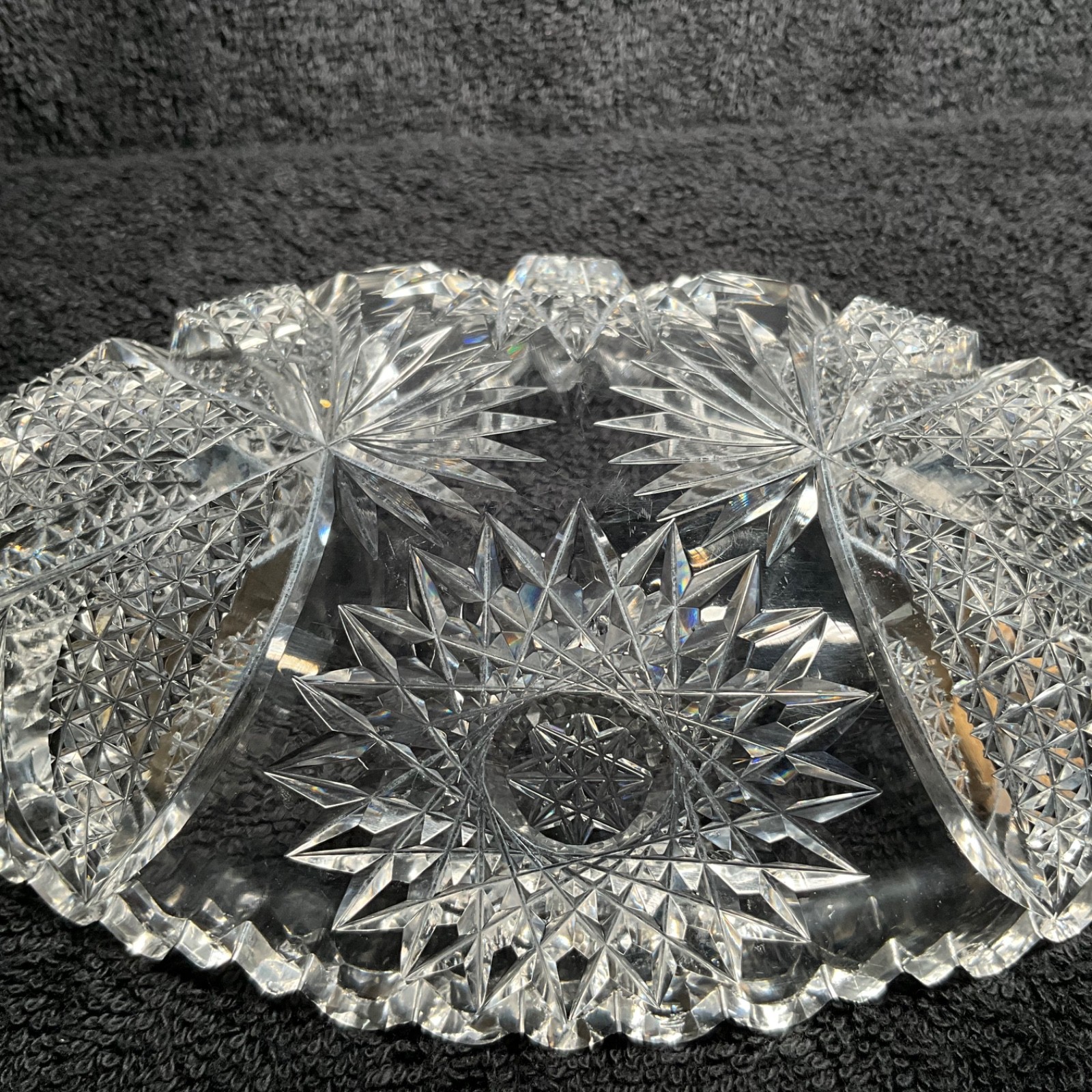 Rare Design – Antique American Brilliant Period Oval Crystal Celery Dish 7”L