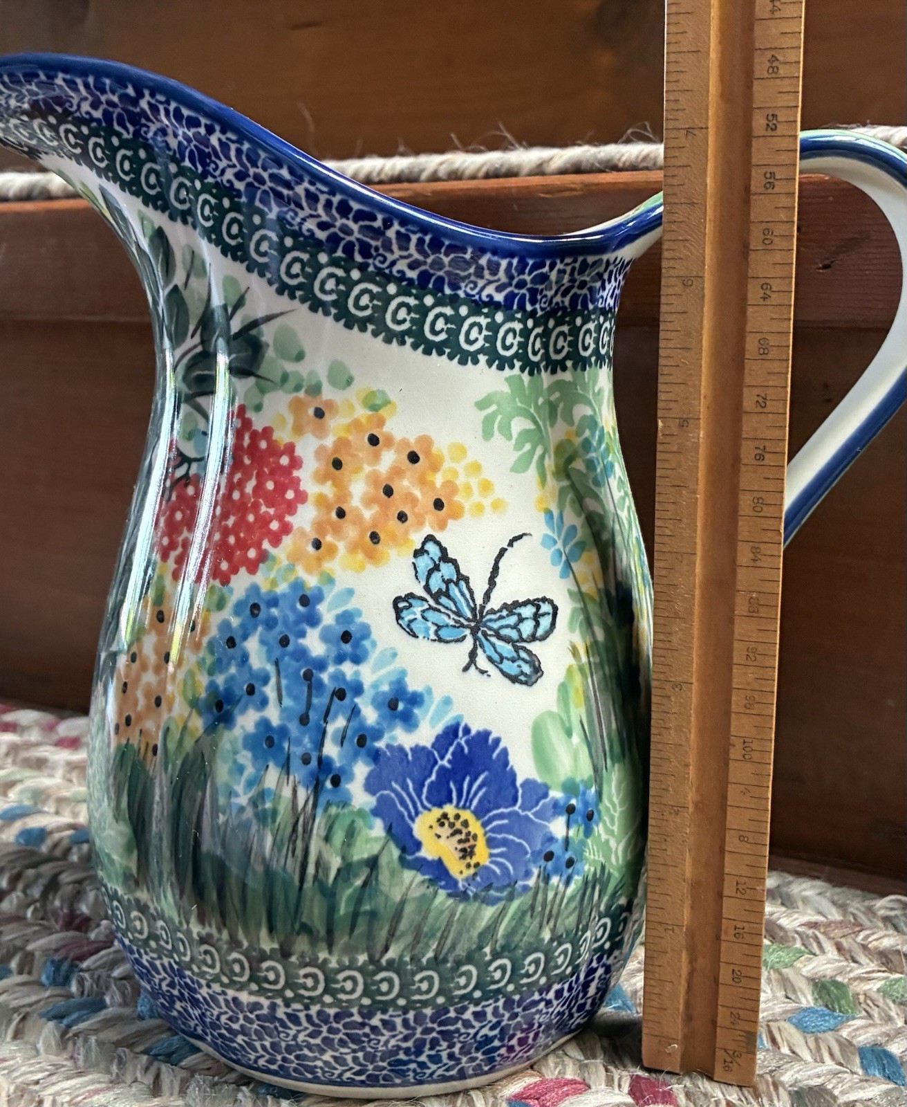 UNIKAT 4612 Blue Rose Polish Pottery 8” Teresa Pitcher