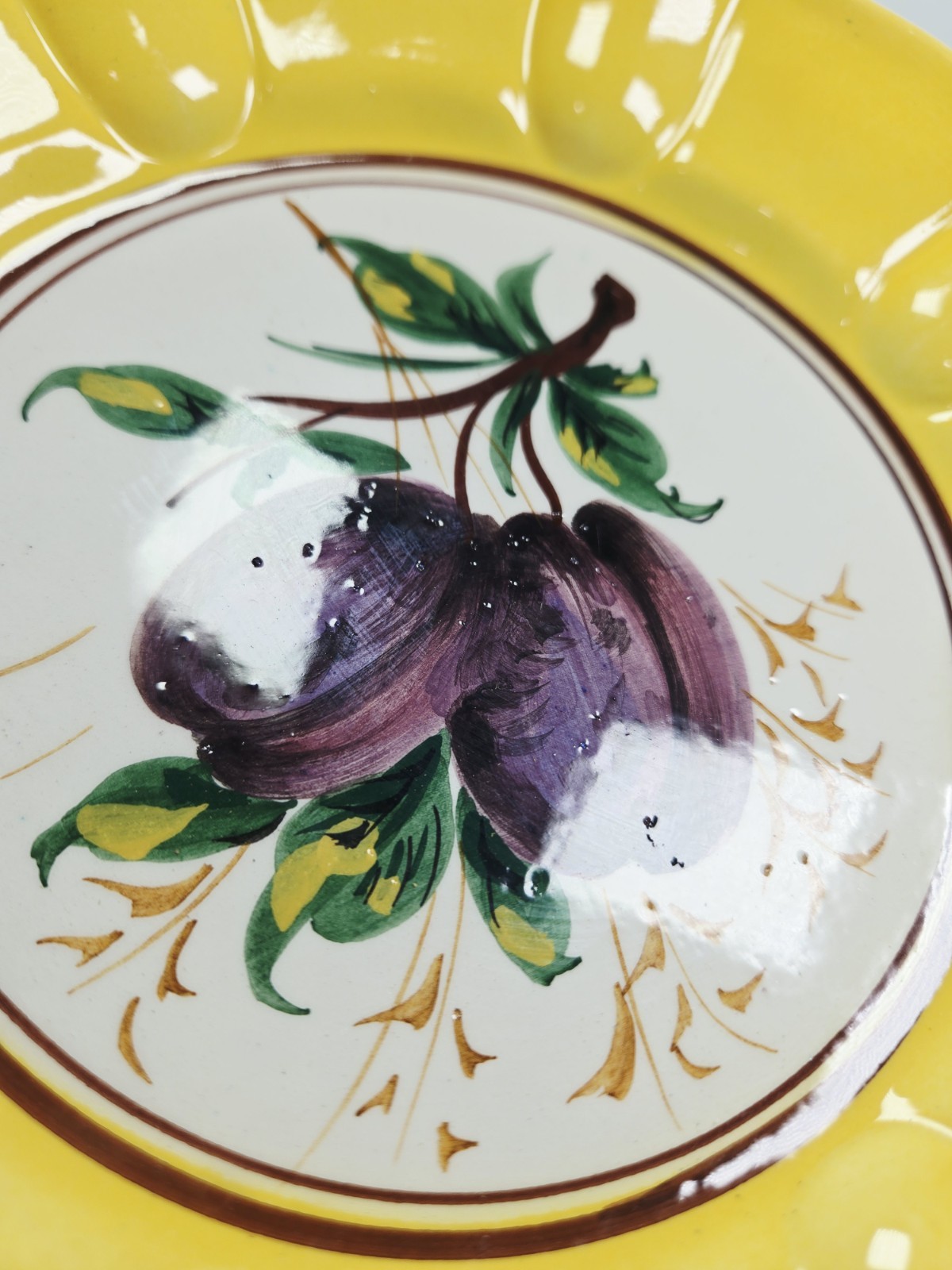 Vintage Italian Salad Dessert 8″ Plates Fruit Bright Yellow Wall Decor Set Of 4