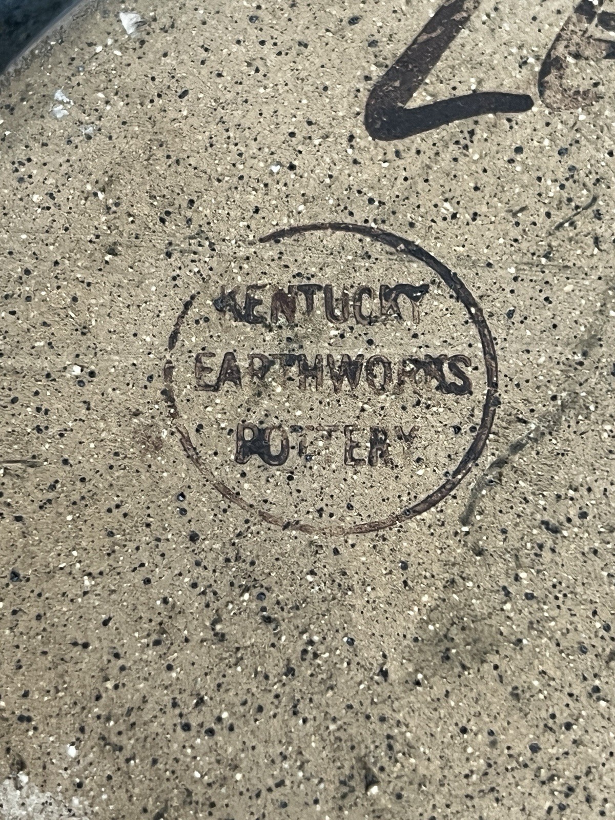 Vtg Kentucky Earthworks Pottery Handmade Stoneware Cottage Farm Blue Dish