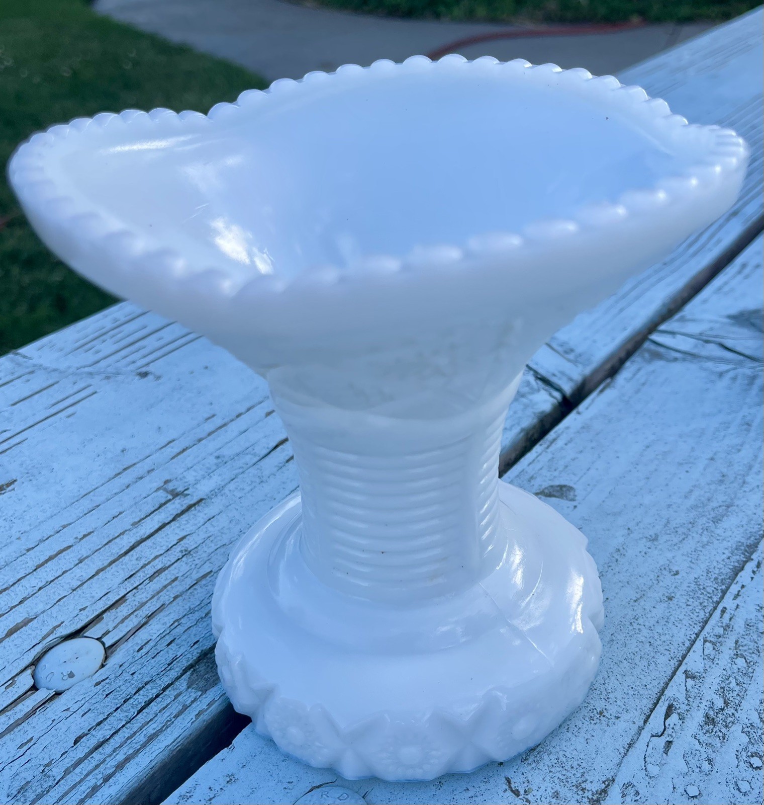 Milk Glass Pedestal Punch Bowl Set with 12 Cups Vintage McKee Concord