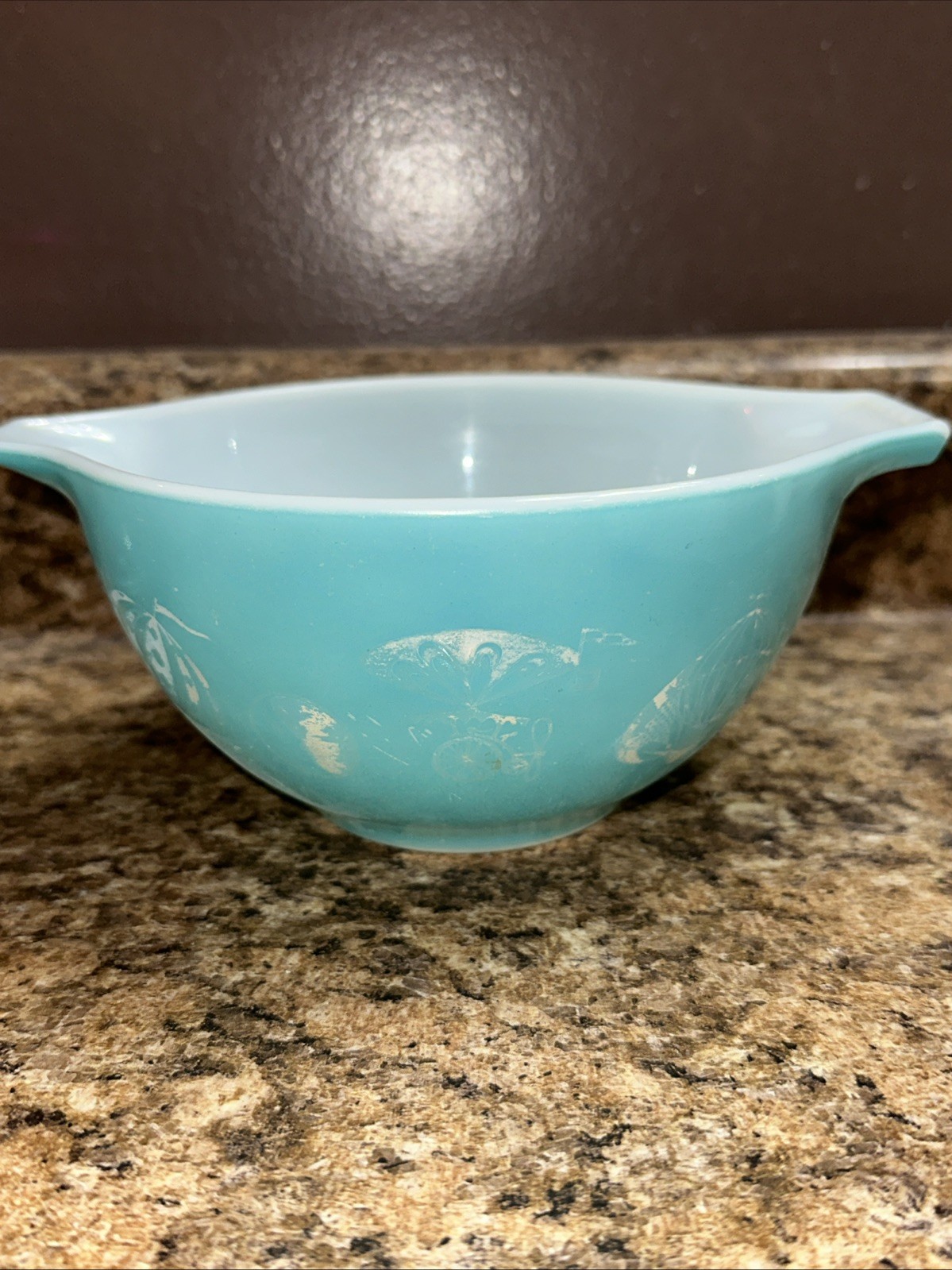Vtg Pyrex Hot Air Balloons Cinderella Dip Bowl #441 Small 1 1/2 pint Flying Bike