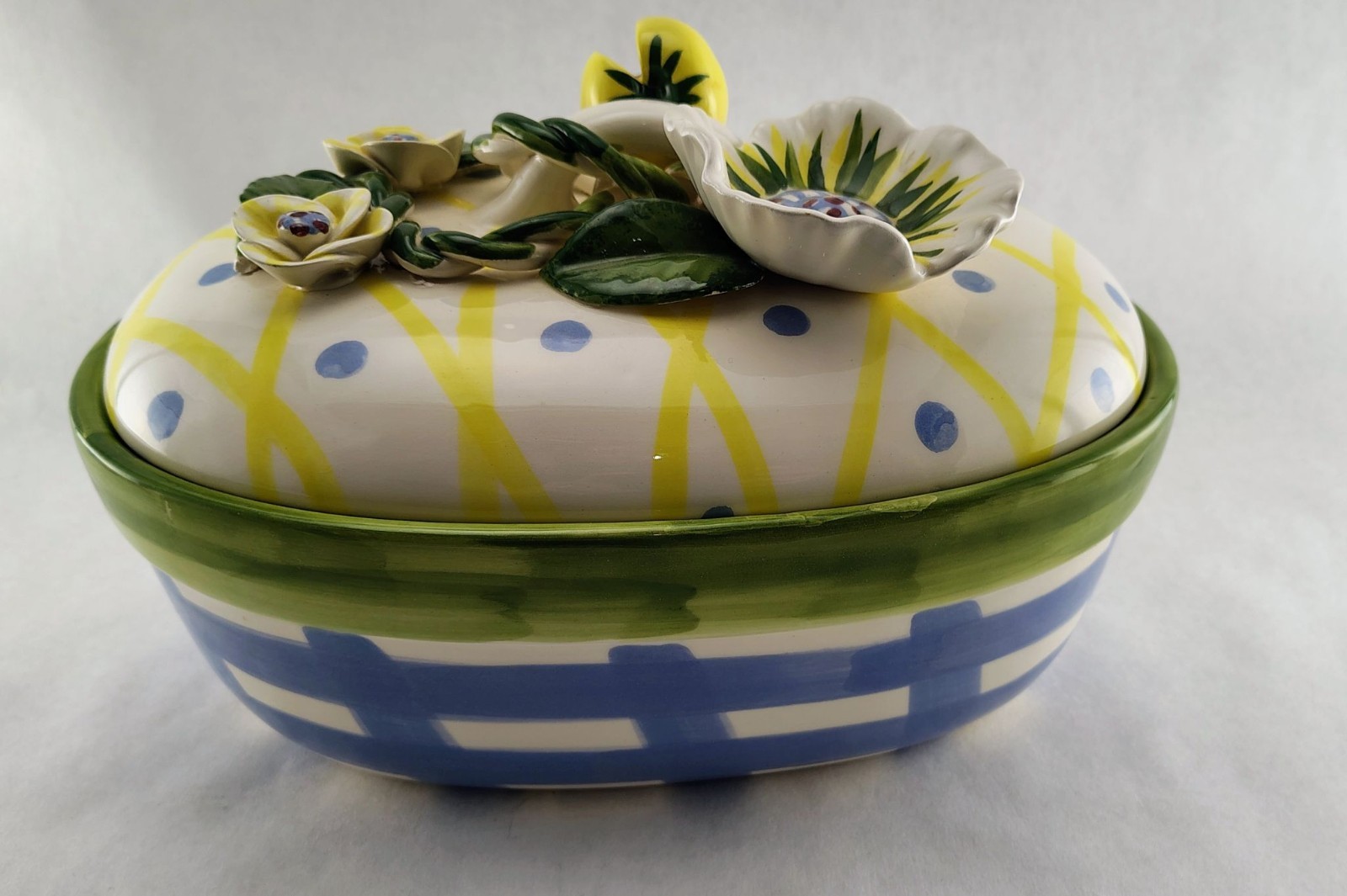 Serving Bowl Paper Windows Lidded Easter / Spring Excellent for Display VTG