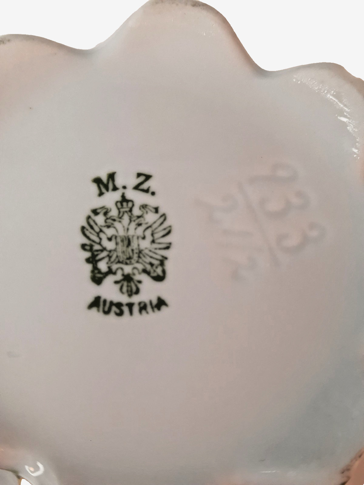 Antique-MZ Austria-Porcelain Creamer Pitcher-933-Pink Rose Garland-Art Nouveau