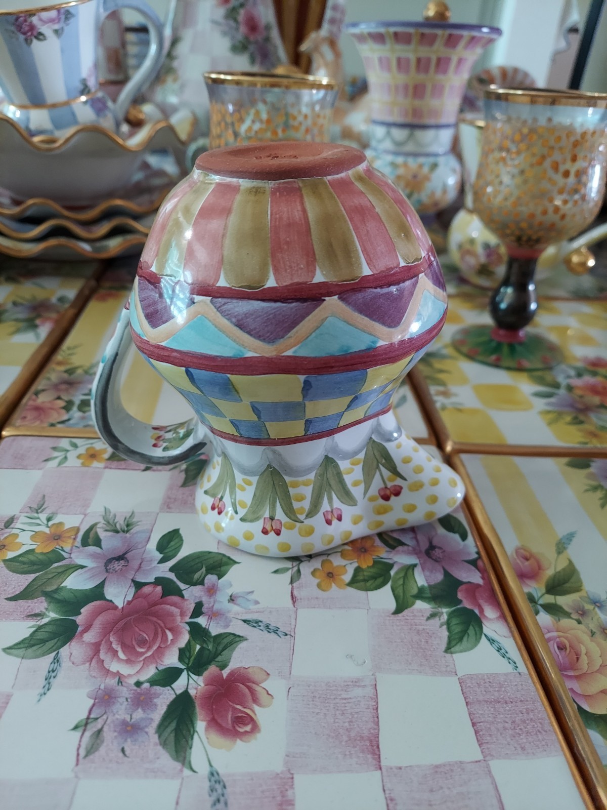 MacKenzie-Childs Odd Fellows Ceramic Creamer Pitcher