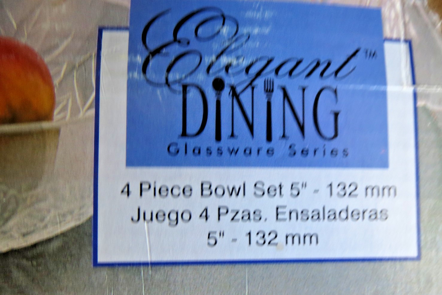 Elegant Dining Glassware Series ~ 4 Piece Glass Dessert Bowl Set ~ Rose ~ 5 inch
