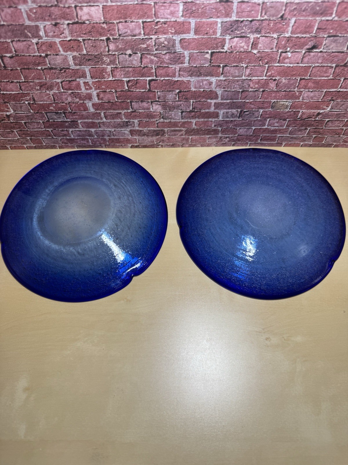 2 Piece Cobalt Blue 7” Dessert / Salad / Bread Plates Hand Blown Art Glass SALE