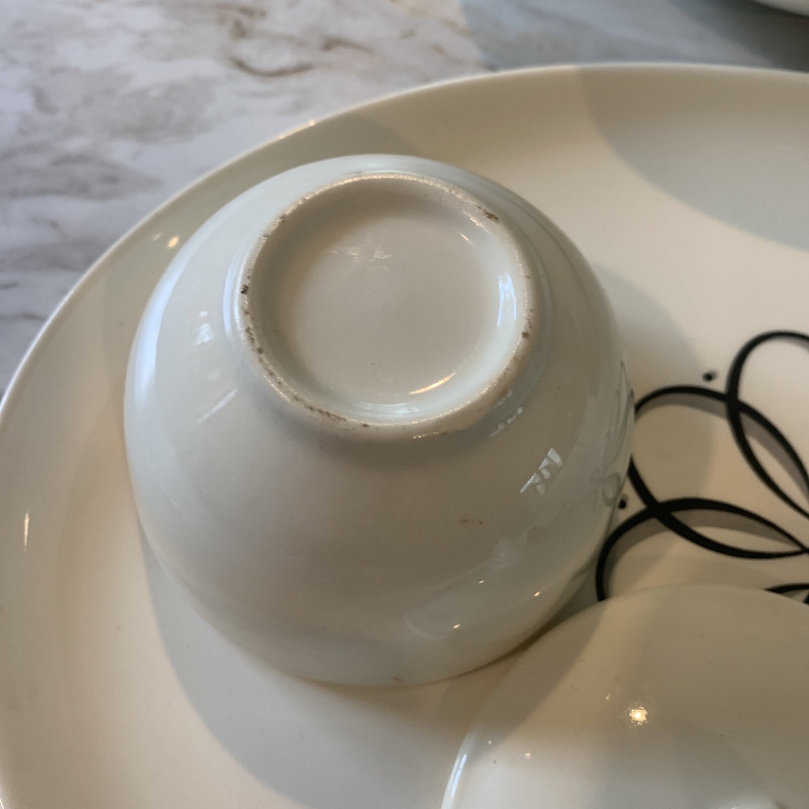 Taylor Smith Taylor Spencerian Scroll Platter Veg. And Berry Bowls Sugar Bowl