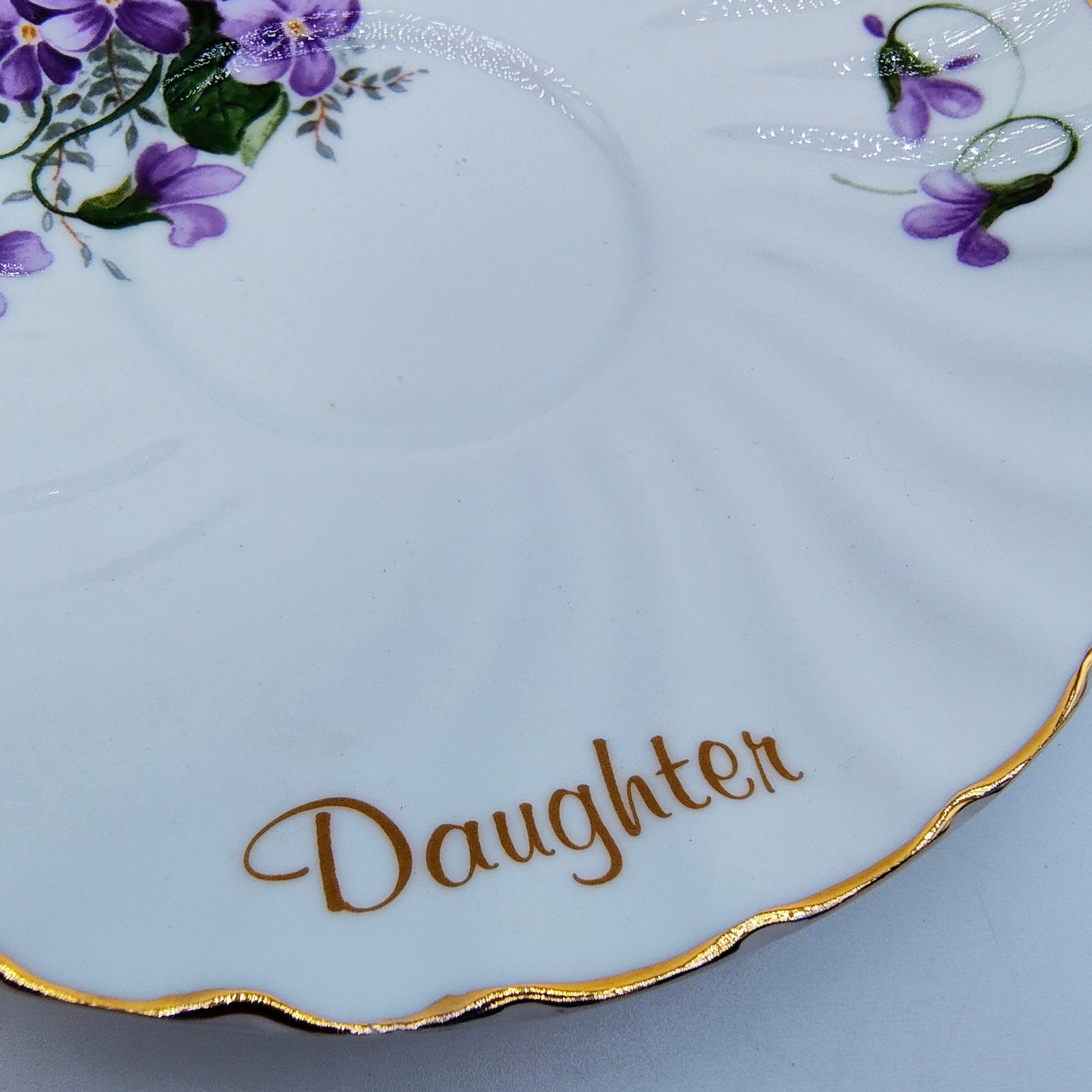 Vintage Staffordshire Collection Daughter Teacup & Saucer Violets Floral England