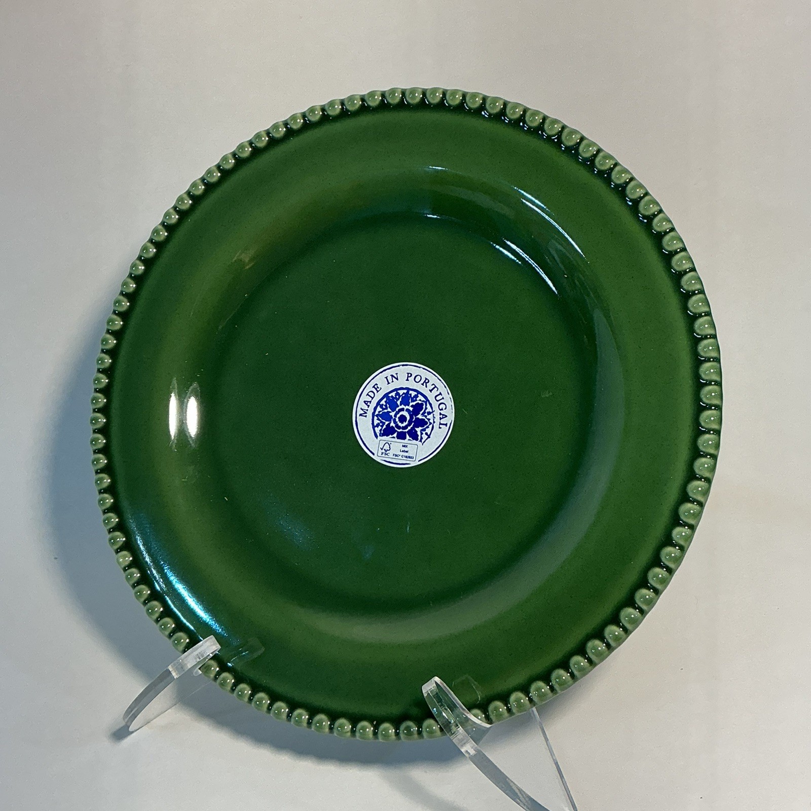 Matceramica Stoneware Portugal Dark Green Beaded Edge 9″ Salad plate