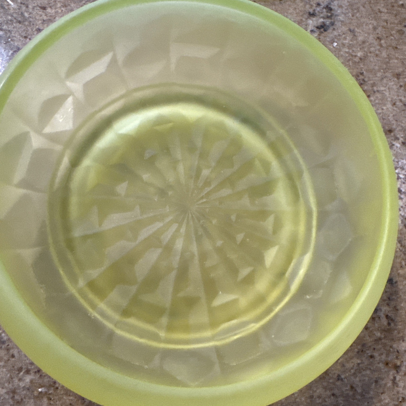 Vintage Tiffin Canary Satin Vaseline Uranium Glass Covered Dish Bon Bon 6” UV