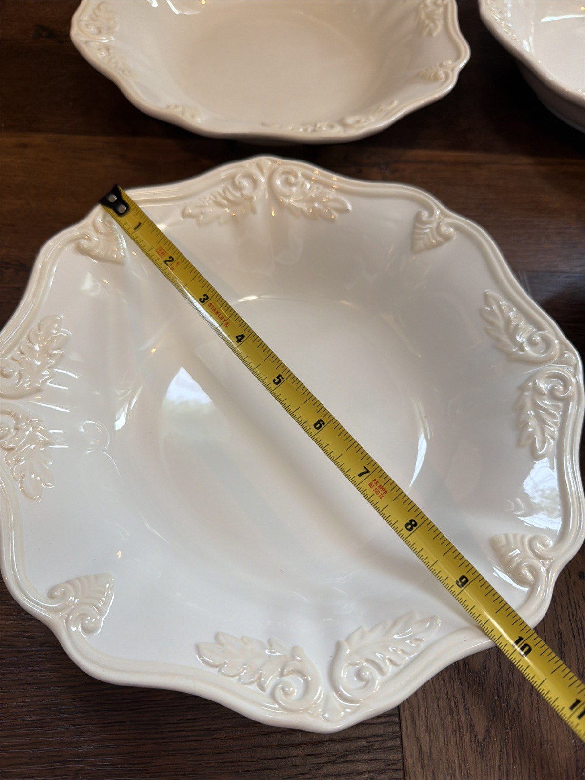 Set of 4 Lenox Butler’s Pantry Gourmet Pasta Soup Bowls Classic White Embossed