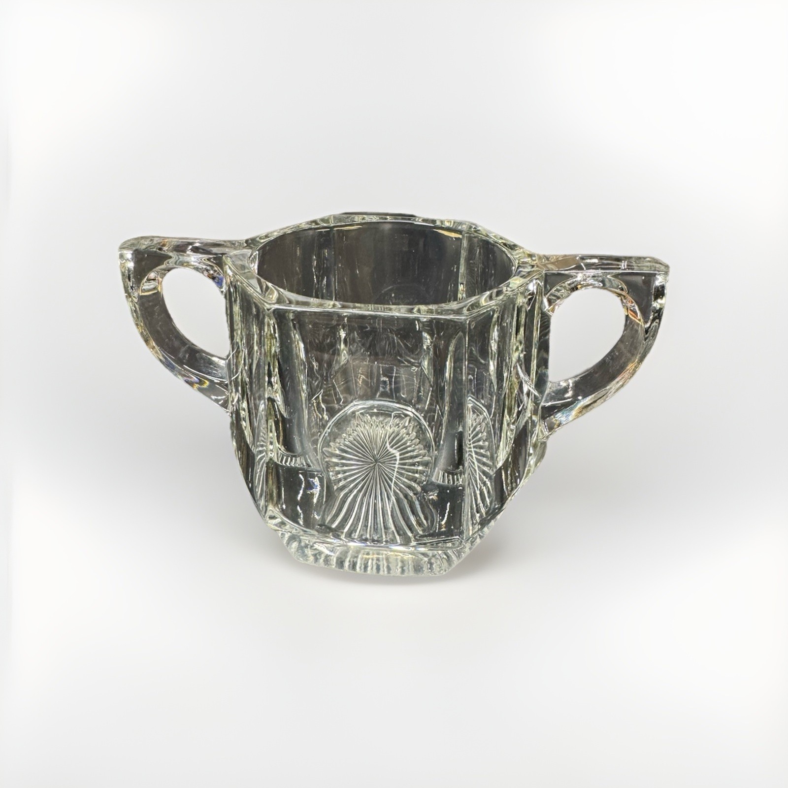 Indiana Glass Peerless Wide Colonial Panel Creamer Sugar Bowl Set Clear