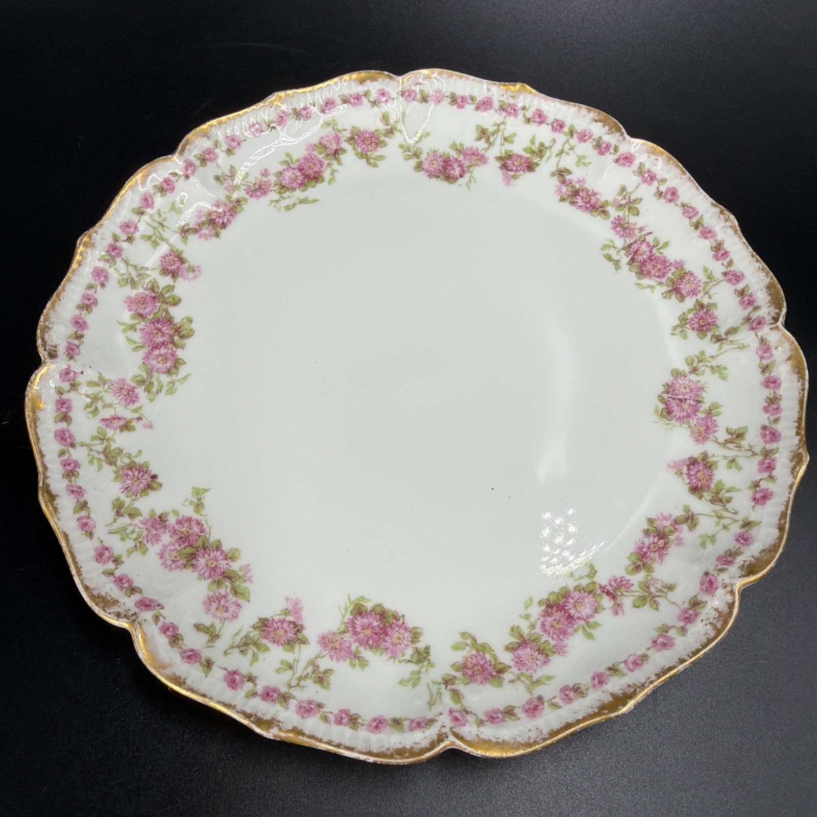 Gerard Dufraisseix Abbot LIMOGES Rose Garland Cup Saucer Plate 3 PC GDA88 France