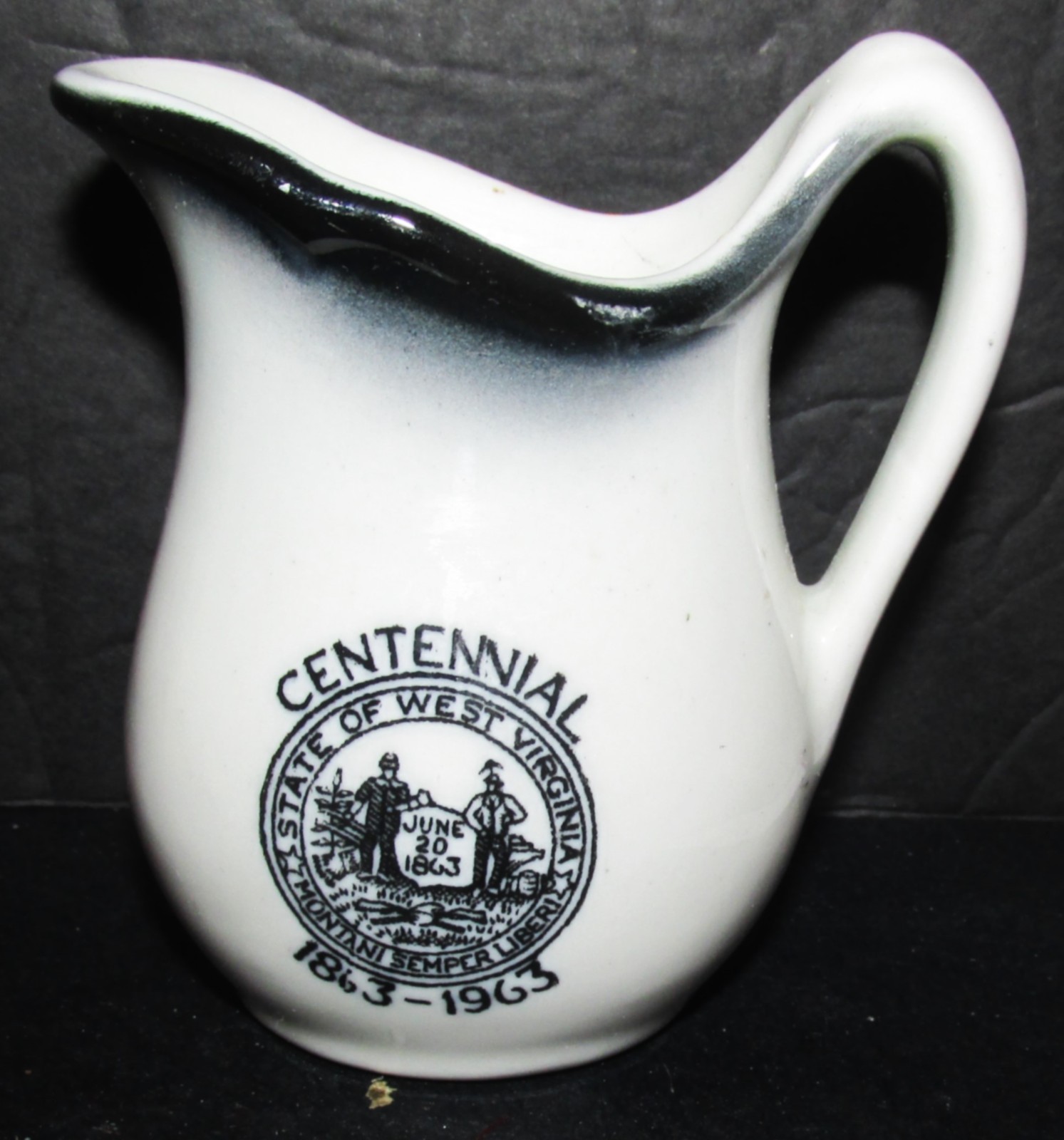 1963 West Virginia Centennial Restaurant China Creamer w Handle By McNicol China