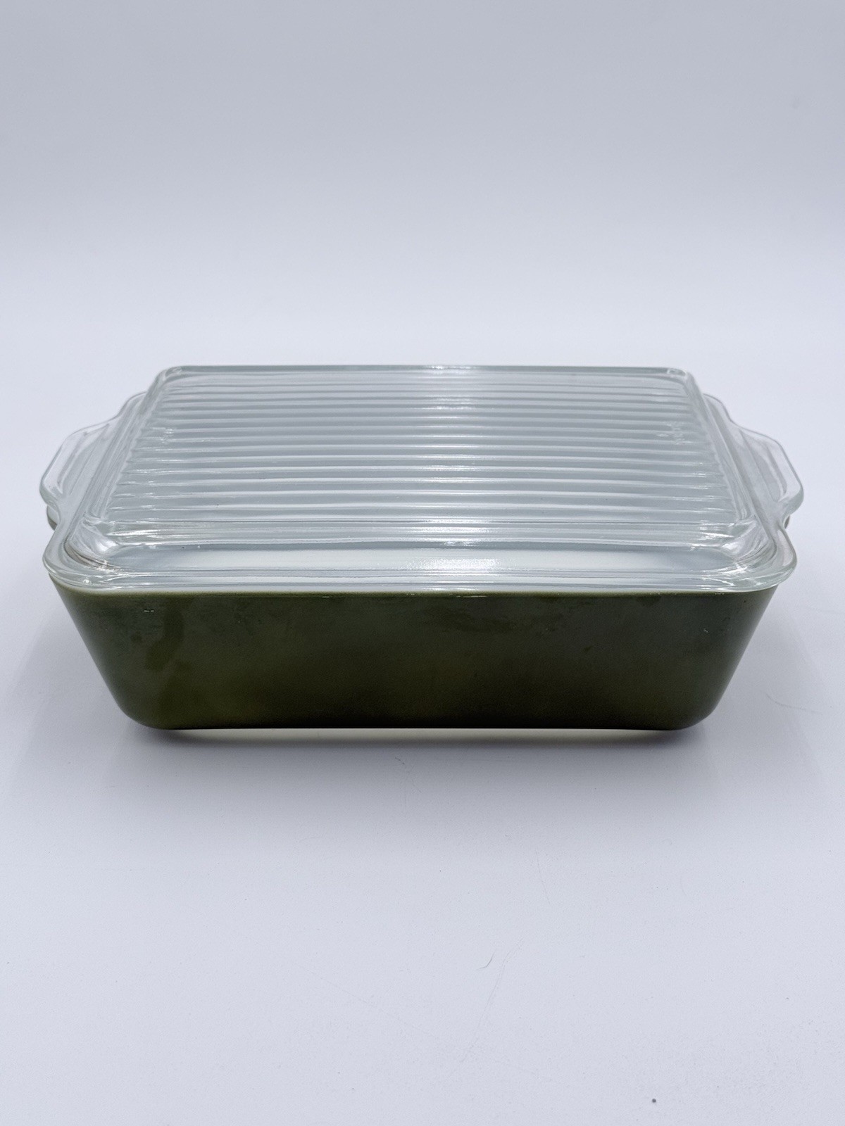 Vintage Pyrex Verde Avocado Olive Green 1.5 QT Refrigerator Dish 0503 503-C LID